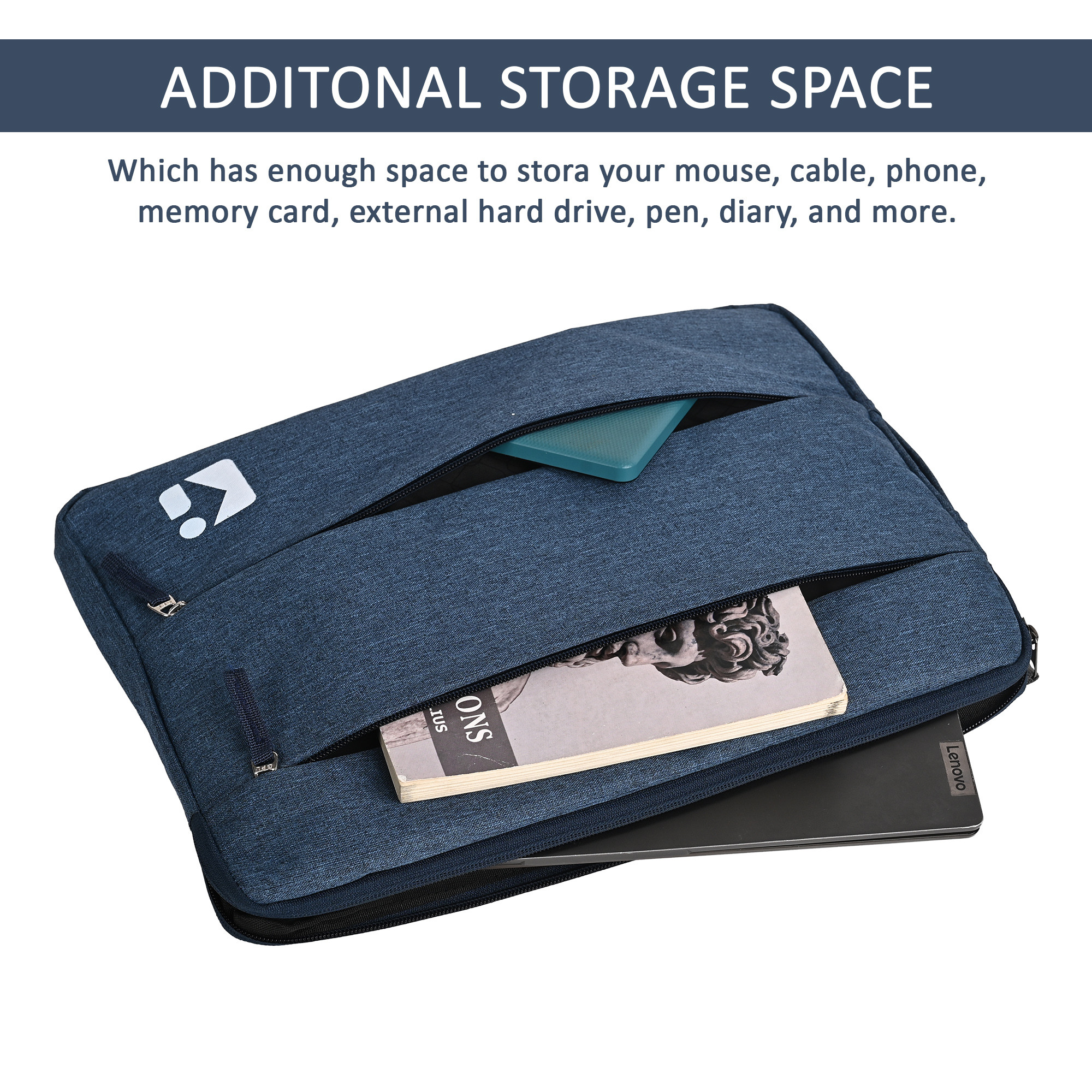 Kuber Industries Waterproof Laptop Sleeve 14 Inch for Office and College Use with 3 Zipper Compartments  NotebooksGaming Laptop Cover  Protection Kit for Men  Women  Dark Blue