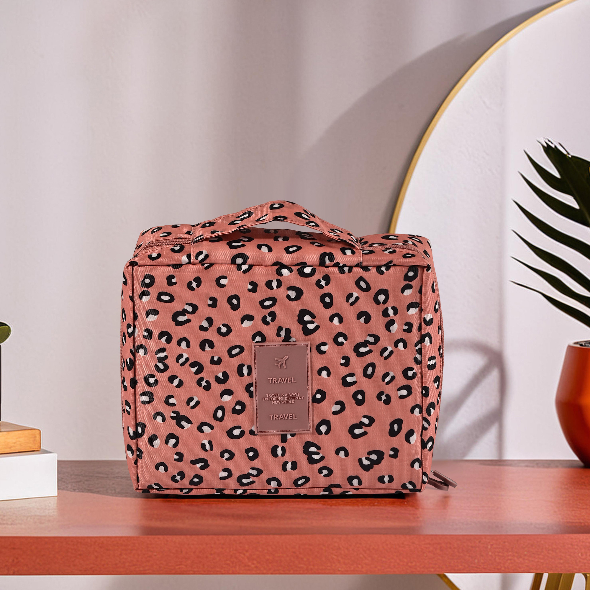 Kuber Industries Waterproof Multi-Compartment Toiletry Pouch for Men  Women with Zip  Handle  Cosmetic Bags for Women  Travel Kit for Men  YJ-16-PNK  Pink