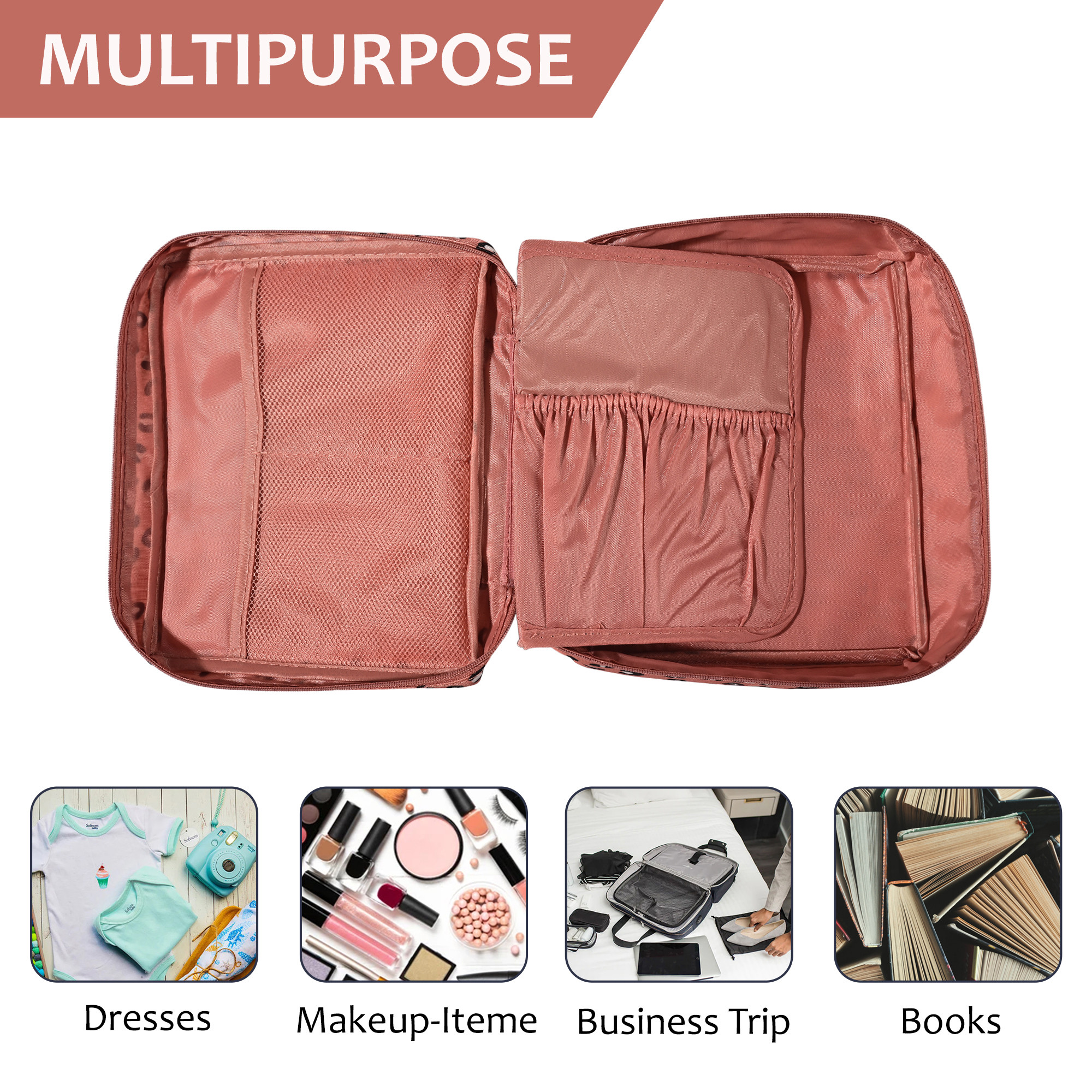 Kuber Industries Waterproof Multi-Compartment Toiletry Pouch for Men  Women with Zip  Handle  Cosmetic Bags for Women  Travel Kit for Men  YJ-16-PNK  Pink