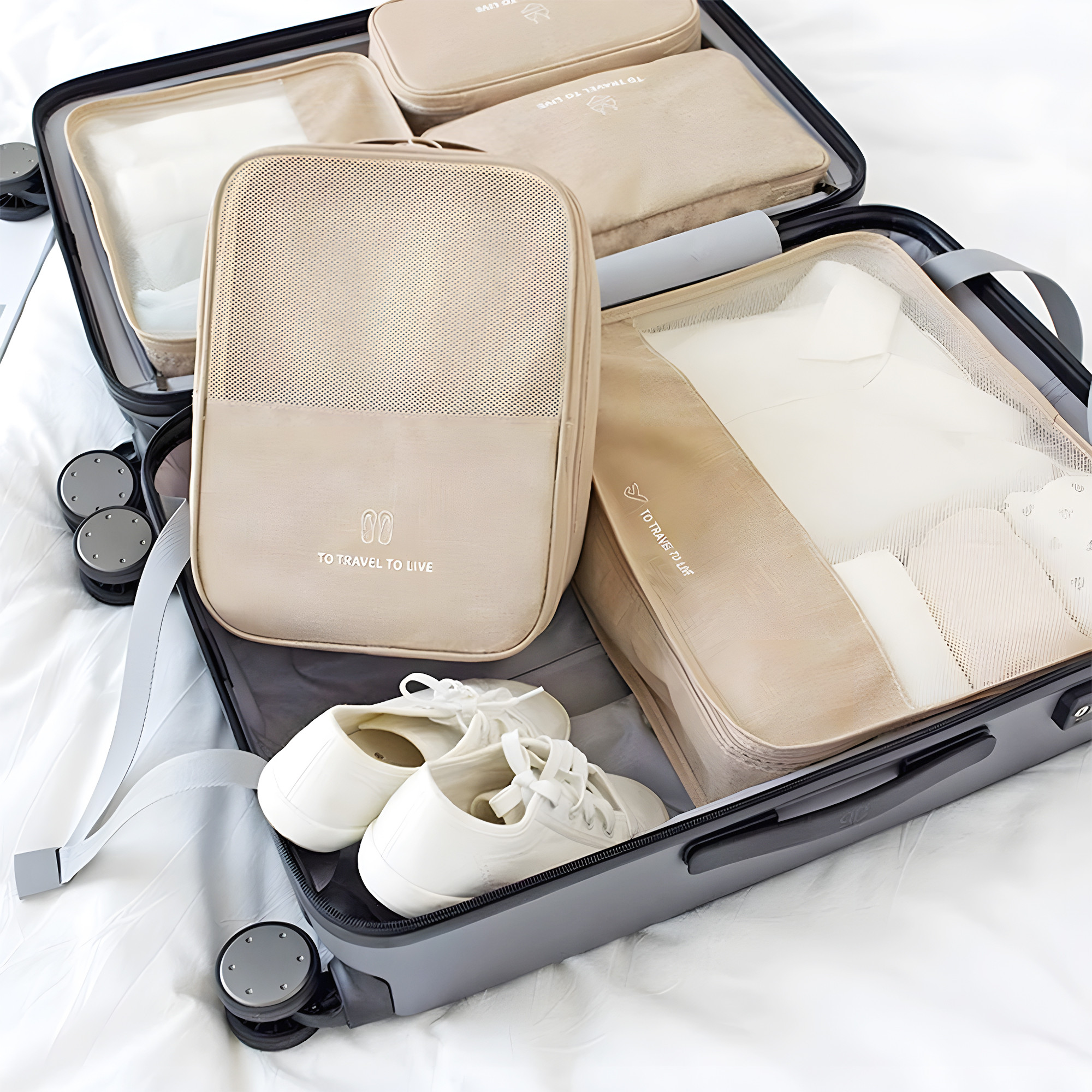 Kuber Industries Waterproof Shoe Bags for Travelling with 3 Layers  Anti Wrinkle  Durable Shoe Pouch for Travel  Shoe Organizer for Hassle-Free Travel Shoe Bags  YJ-29-KH  Khaki