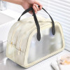 Waterproof Skincare/Cosmetic Bag for Women | Space-Saving Makeup &amp; Travel Toiletry Pouch | Aesthetic Vanity Kit &amp; Wash Bag for Girls | YJ-20-BG | Transparent - Beige