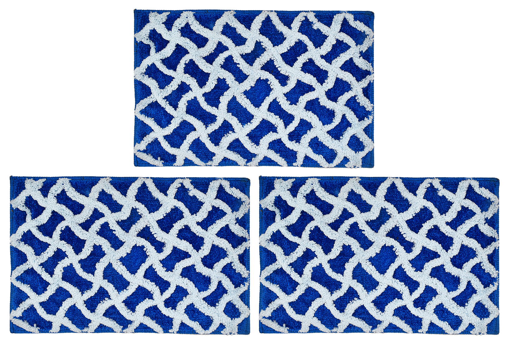 Kuber Industries Wave Design Multiuses Home Décor Non-Slip Velvet Door Mat (Blue)-47KM01329