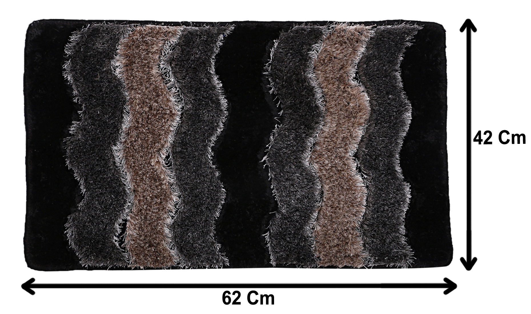 Kuber Industries Wave Design Soft, lightweigth Velvet Doormat/ Floor Mat (Black & Grey)