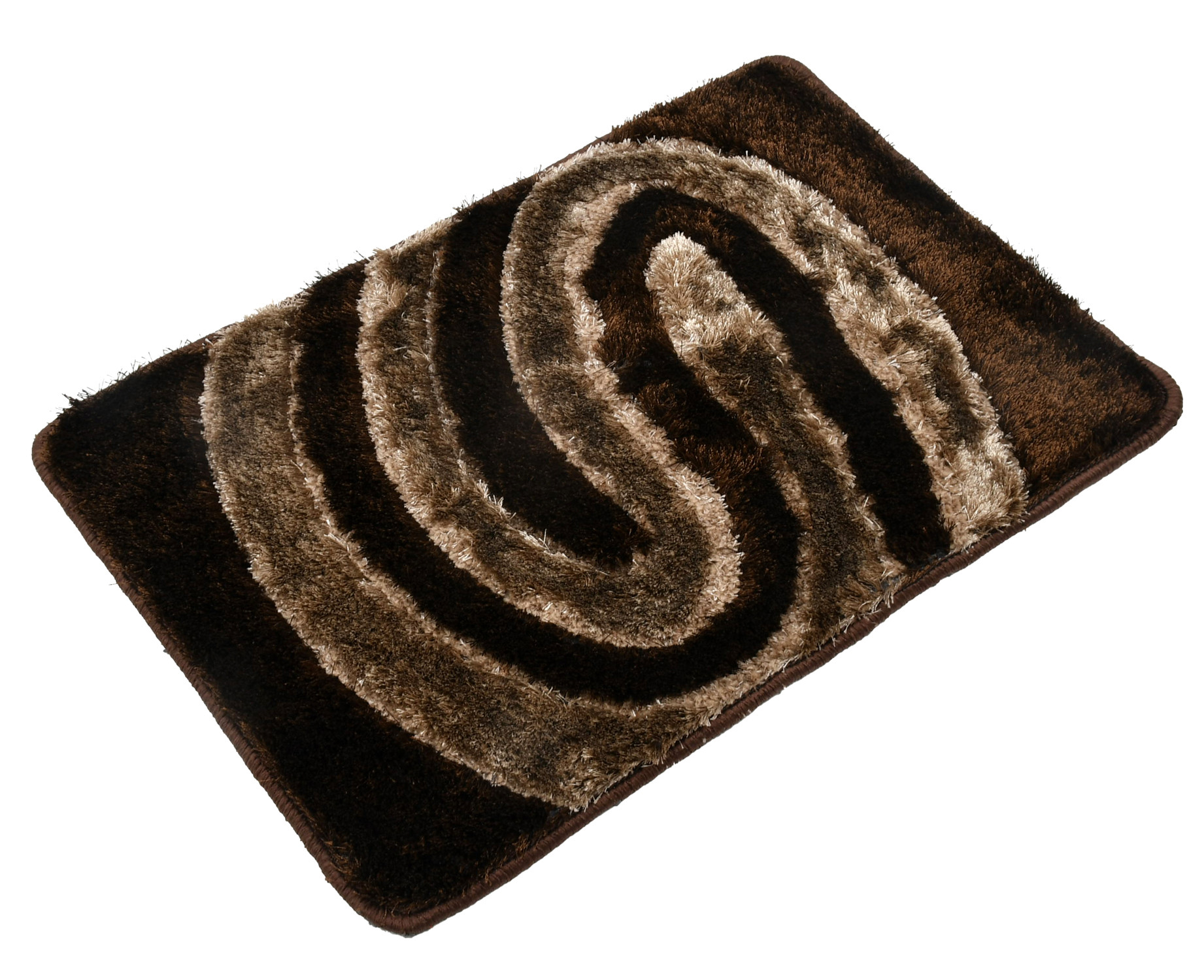 Kuber Industries Wave Design Soft, lightweigth Velvet Doormat/ Floor Mat (Brown)