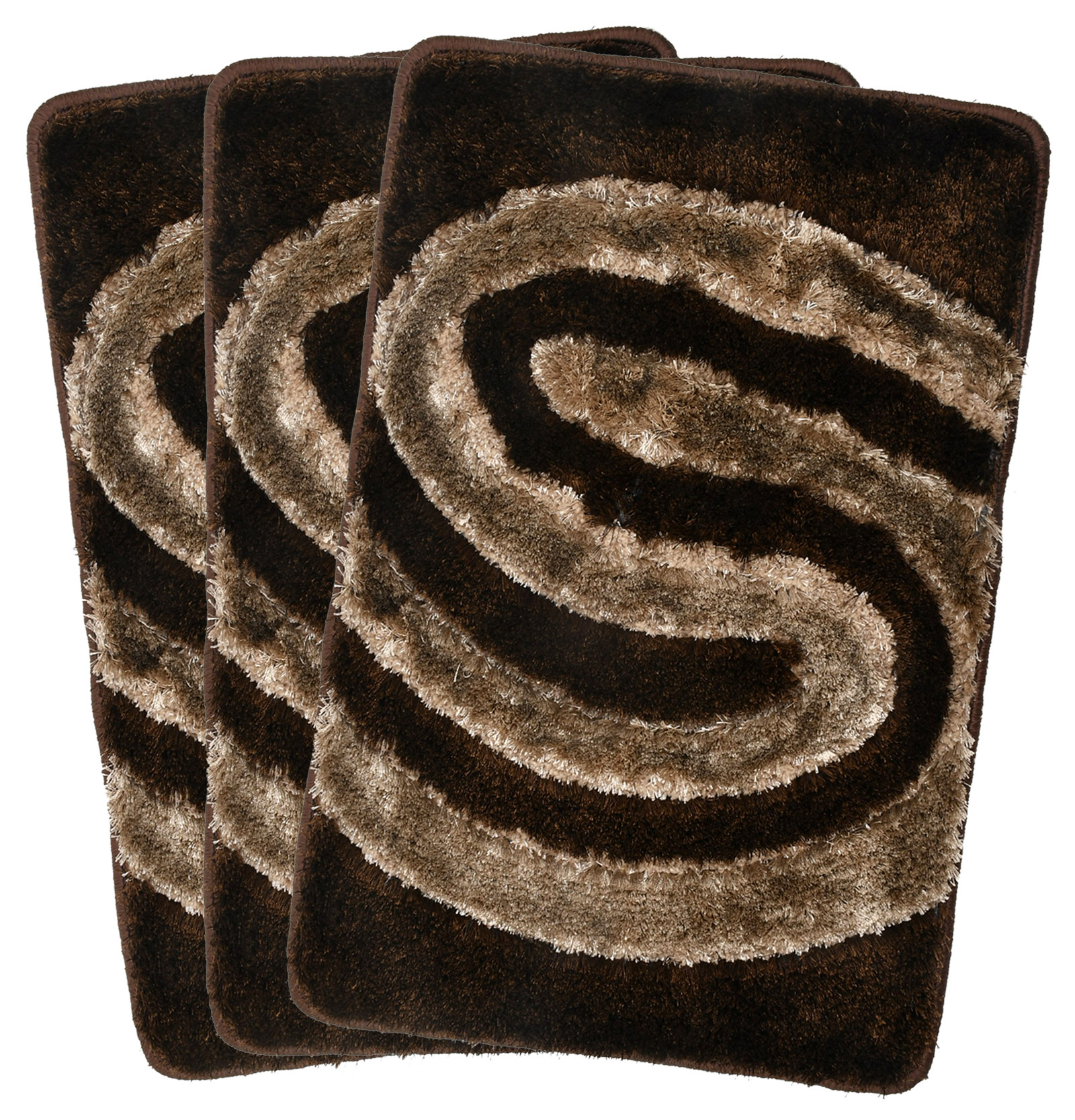 Kuber Industries Wave Design Soft, lightweigth Velvet Doormat/ Floor Mat (Brown)