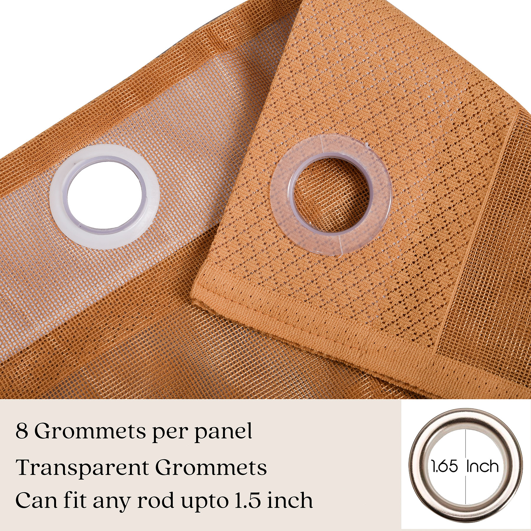 Kuber Industries Window Curtain  Darkening Window Curtains  Sheer Curtain with 8 Rings  Parda for Living Room  Drapes for Bedroom  Net Frill Window Curtain  5 Ft  SY15ZZ  Golden