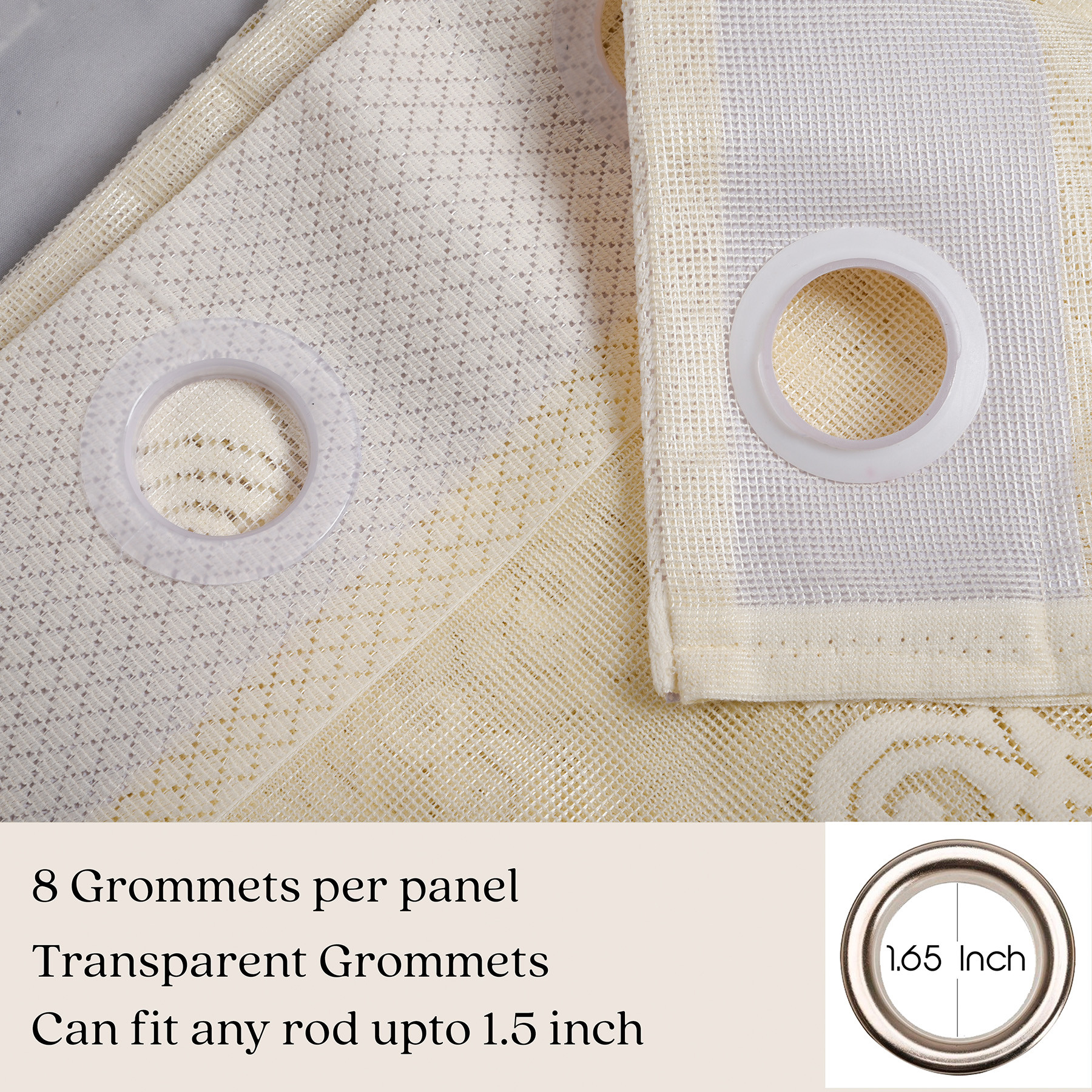 Kuber Industries Window Curtain  Darkening Window Curtains  Sheer Curtain with 8 Rings  Parda for Living Room  Drapes for Bedroom  Net Frill Window Curtain  5 Ft  SY15ZZ  Cream