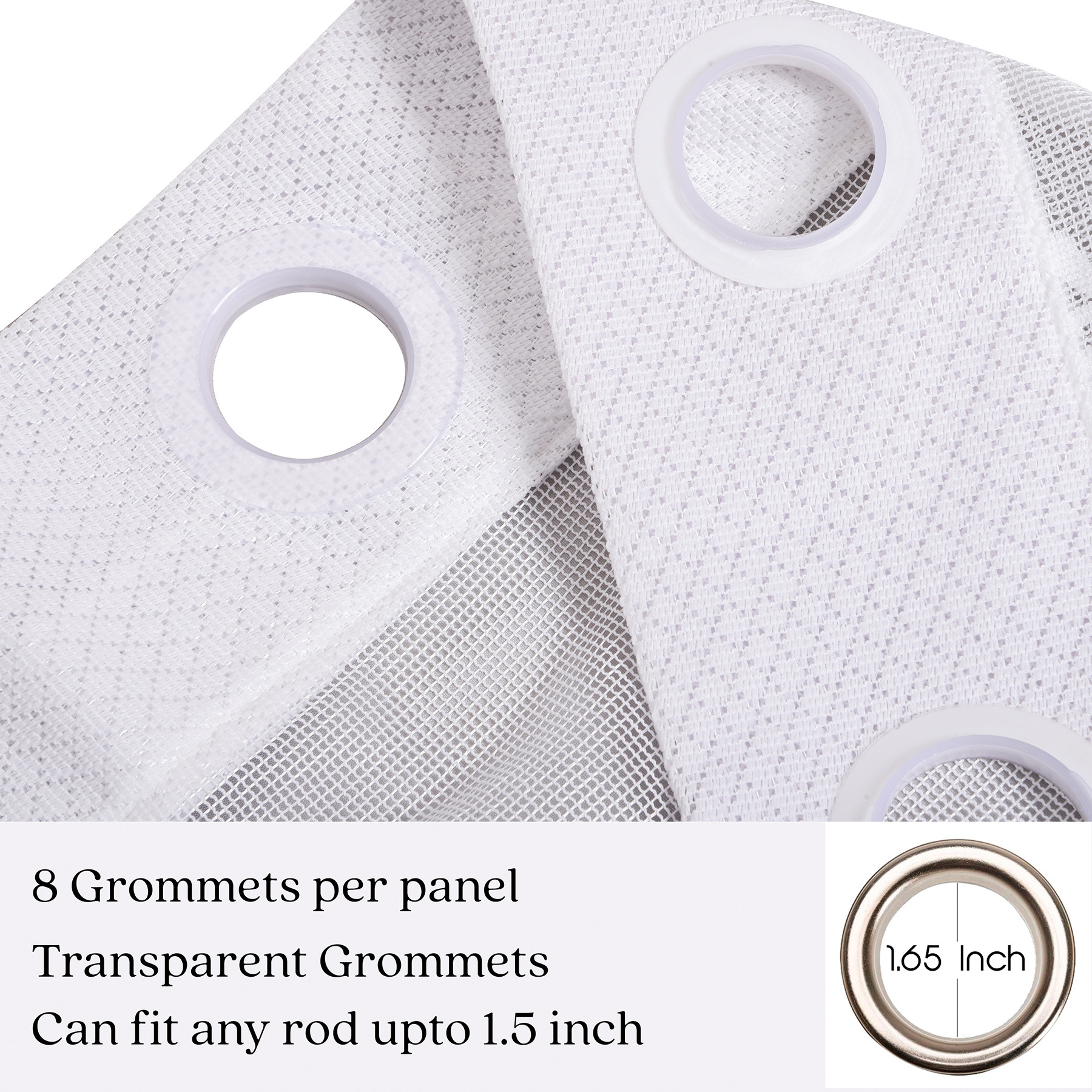 Kuber Industries Window Curtain  Darkening Window Curtains  Sheer Curtain with 8 Rings  Parda for Living Room  Drapes for Bedroom  Net Frill Window Curtain  5 Ft  SY27  White