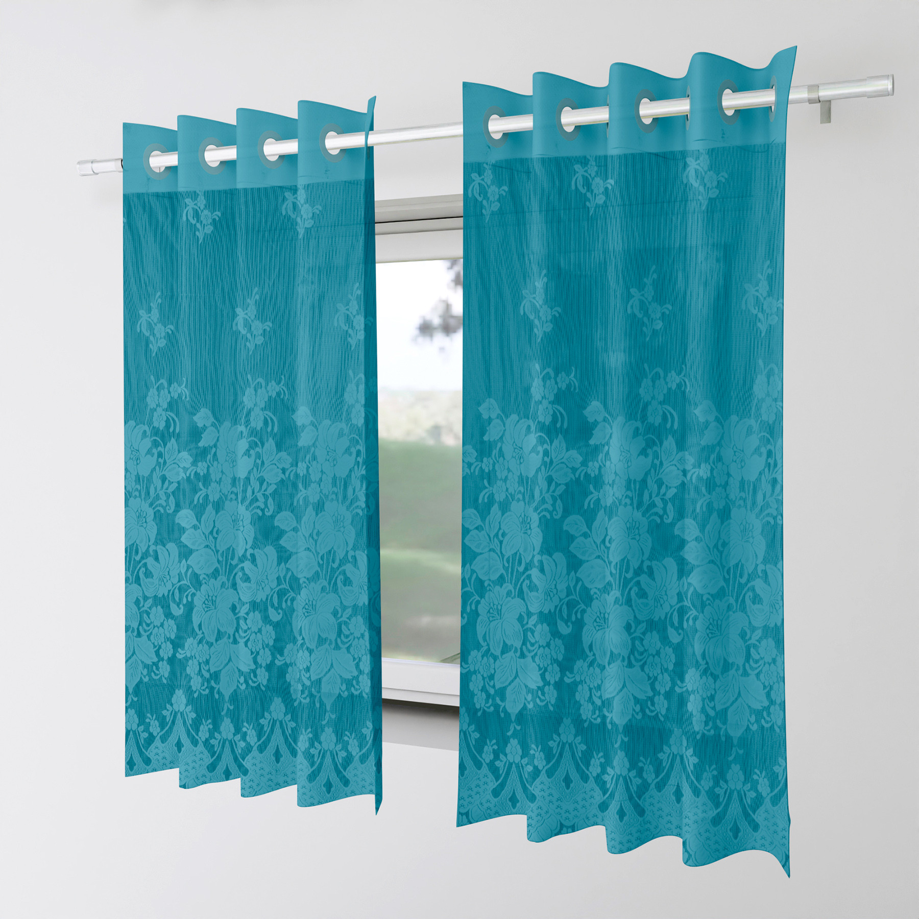 Kuber Industries Window Curtain | Darkening Window Curtains | Sheer Curtain with 8 Rings | Parda for Living Room | Drapes for Bedroom | Net Frill Window Curtain | 5 Ft | SY27 | Green