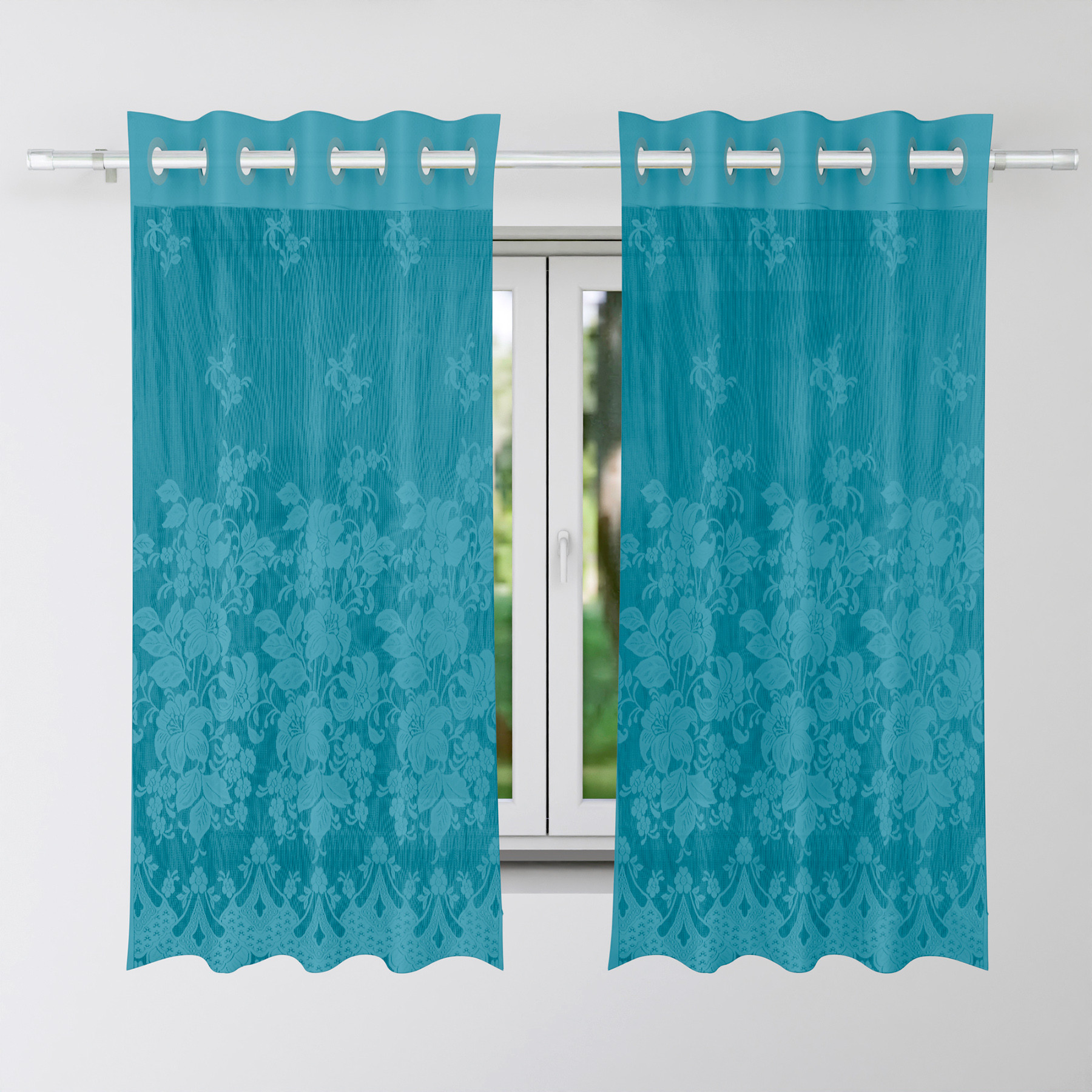 Kuber Industries Window Curtain | Darkening Window Curtains | Sheer Curtain with 8 Rings | Parda for Living Room | Drapes for Bedroom | Net Frill Window Curtain | 5 Ft | SY27 | Green