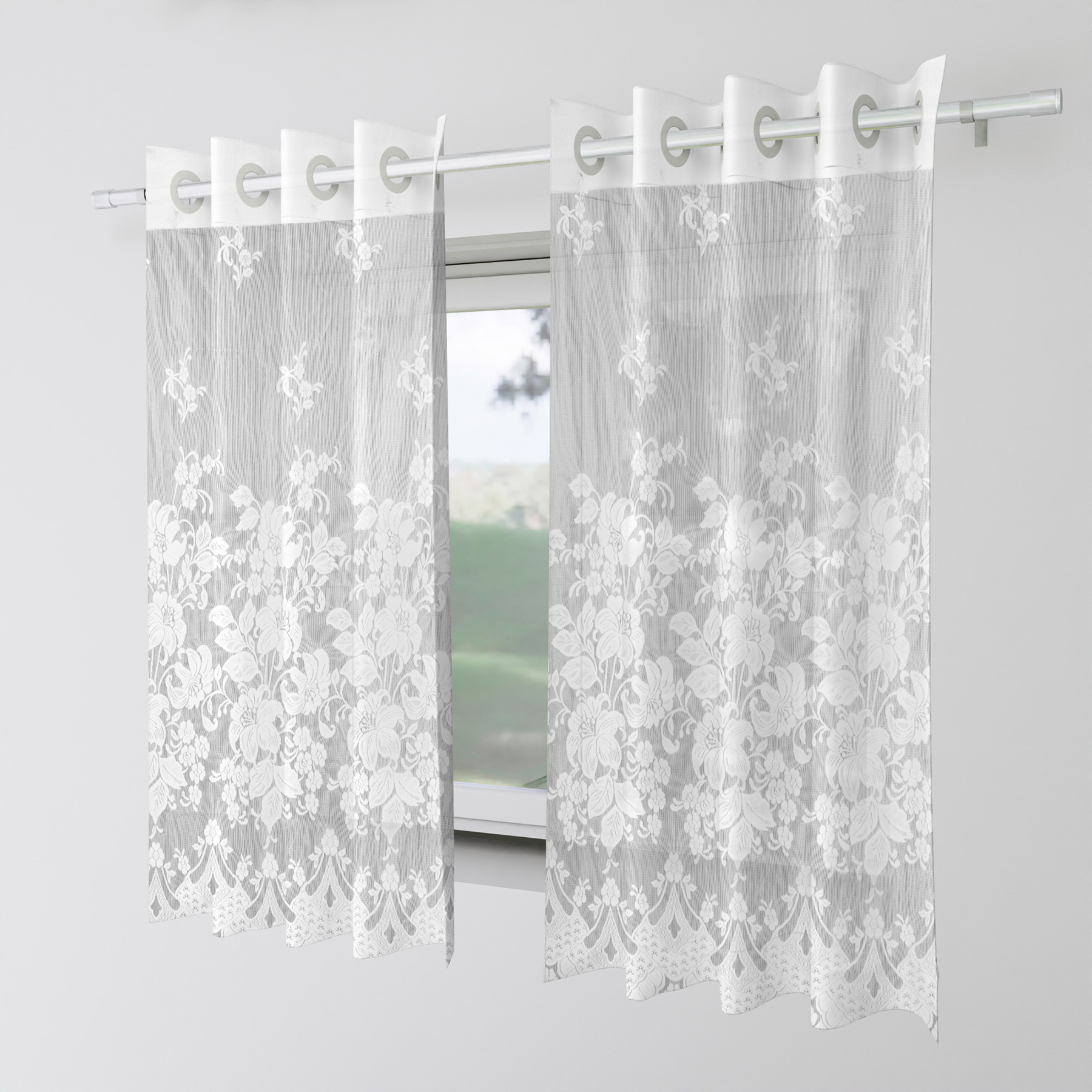 Kuber Industries Window Curtain | Darkening Window Curtains | Sheer Curtain with 8 Rings | Parda for Living Room | Drapes for Bedroom | Net Frill Window Curtain | 5 Ft | SY27 | White