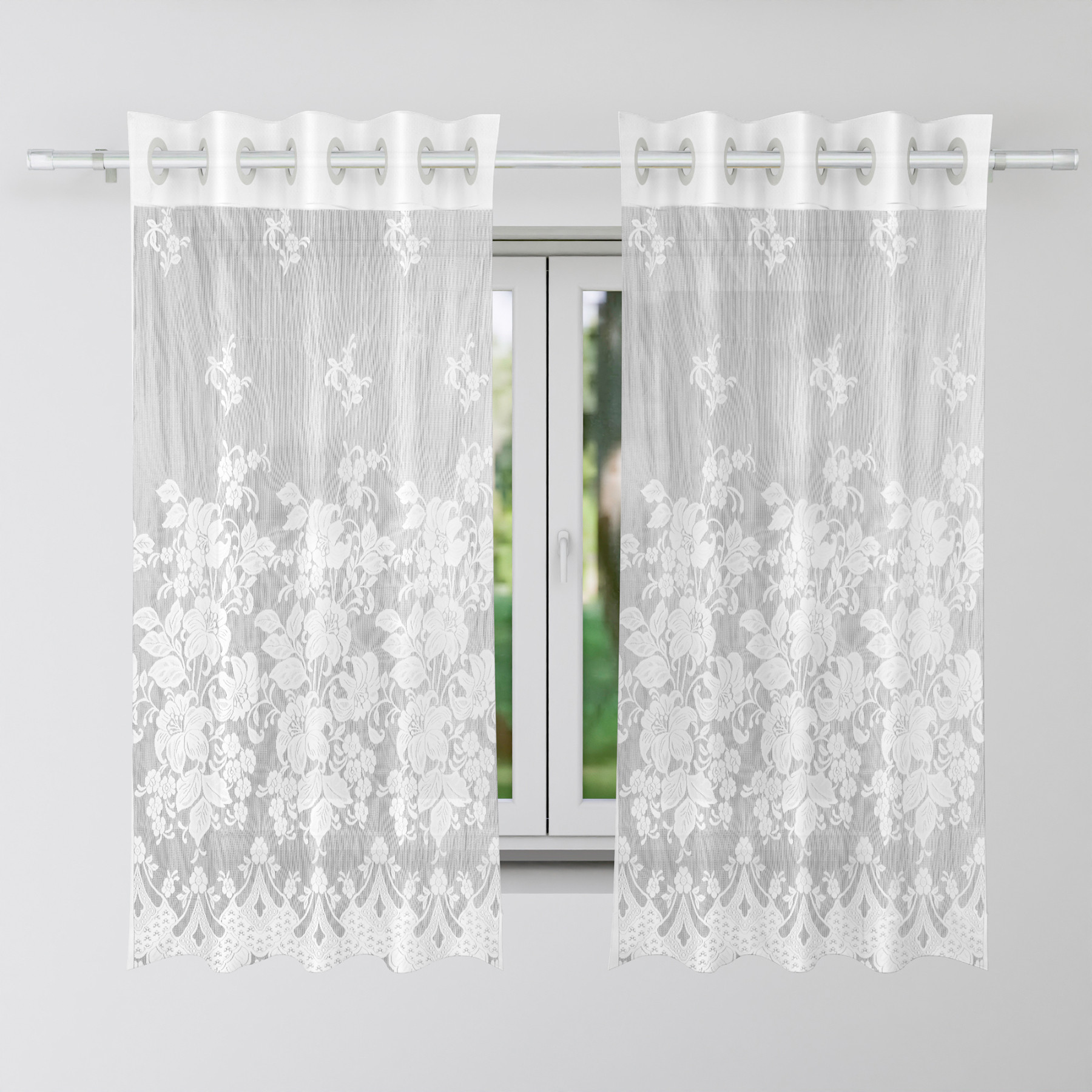 Kuber Industries Window Curtain | Darkening Window Curtains | Sheer Curtain with 8 Rings | Parda for Living Room | Drapes for Bedroom | Net Frill Window Curtain | 5 Ft | SY27 | White