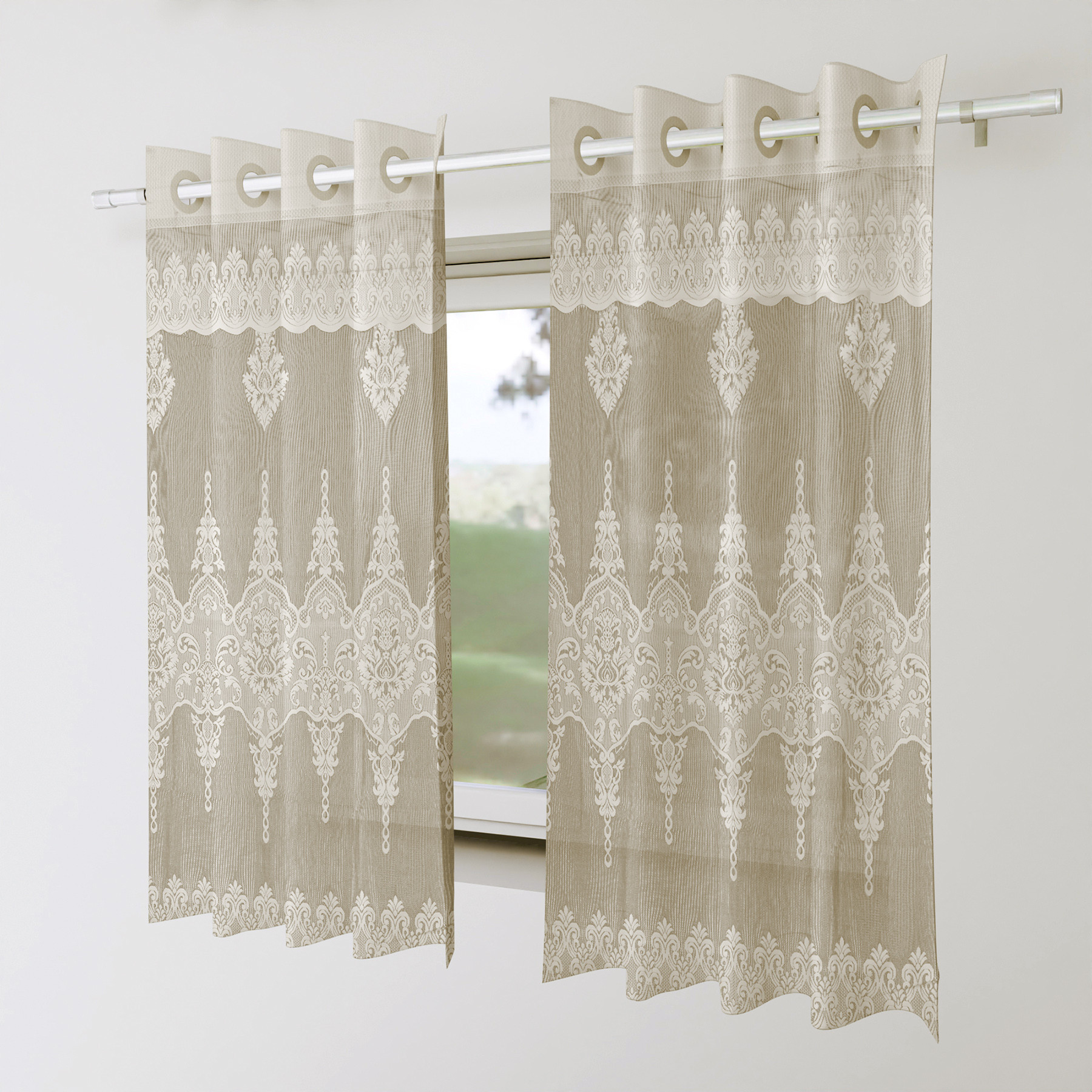 Kuber Industries Window Curtain | Darkening Window Curtains | Sheer Curtain with 8 Rings | Parda for Living Room | Drapes for Bedroom | Net Frill Window Curtain | 5 Ft | SY15ZZ | Cream