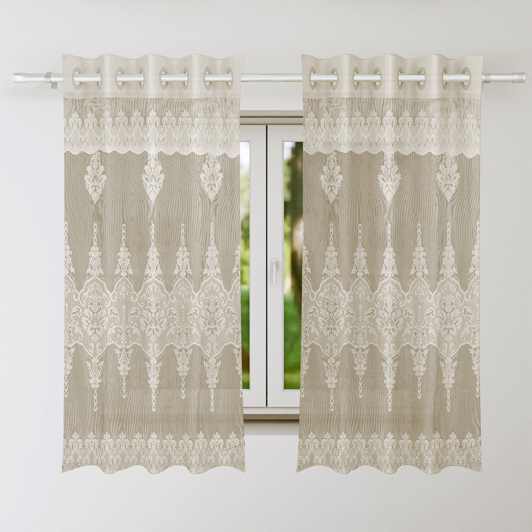 Kuber Industries Window Curtain | Darkening Window Curtains | Sheer Curtain with 8 Rings | Parda for Living Room | Drapes for Bedroom | Net Frill Window Curtain | 5 Ft | SY15ZZ | Cream