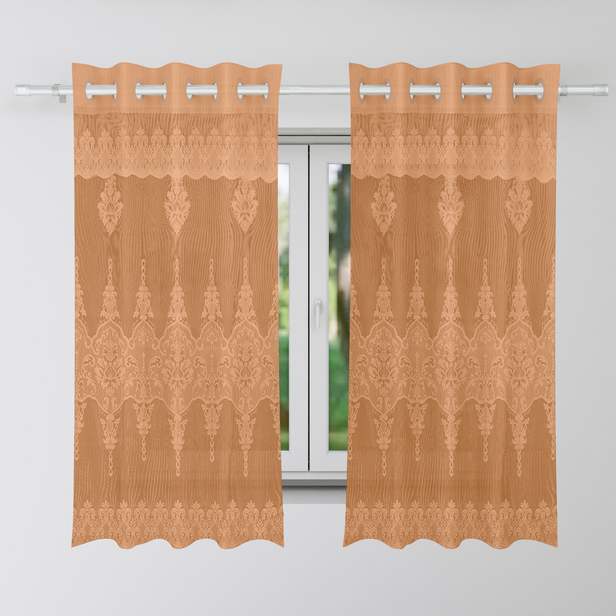 Kuber Industries Window Curtain | Darkening Window Curtains | Sheer Curtain with 8 Rings | Parda for Living Room | Drapes for Bedroom | Net Frill Window Curtain | 5 Ft | SY15ZZ | Golden