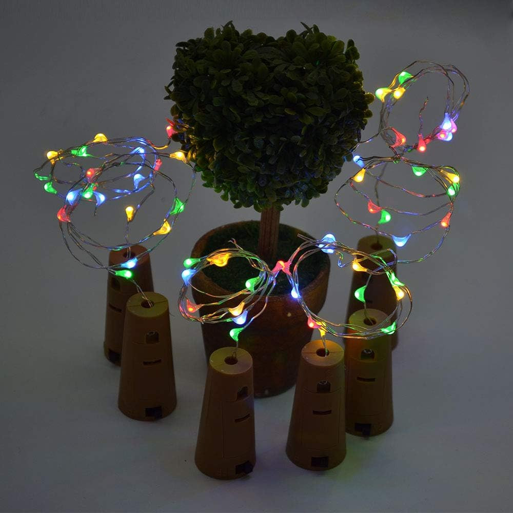 Kuber Industries Wine Bottle String Lights | 20 LED Bottle Cork Copper Wire String Lights | Wine Bottle Lights for Home Decoartion | Battery Powered | Multi