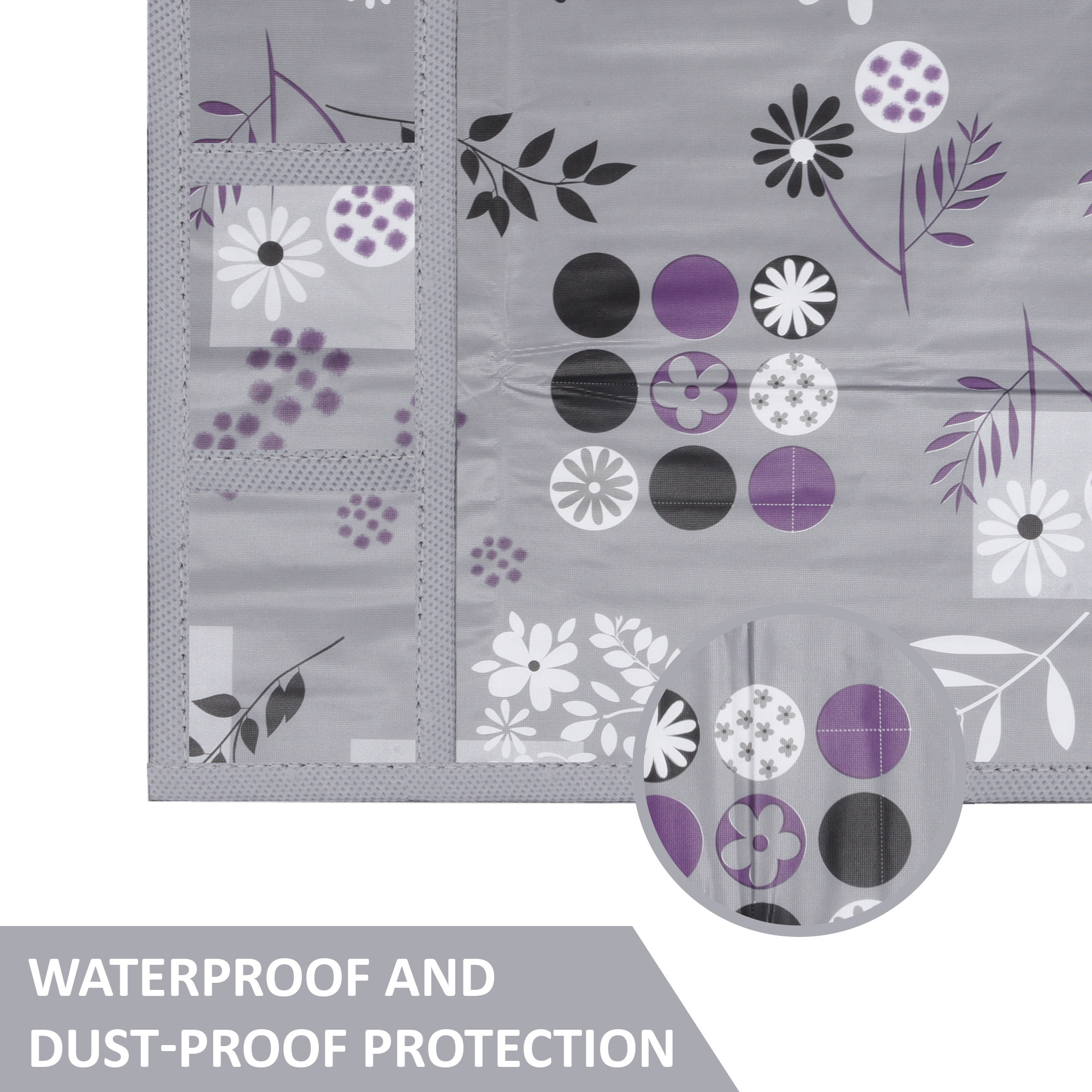 Kuber Industries Wipeable  Dustproof Fridge Cover Top With 6 Storage Pockets  Easy To Clean Refrigerator Cover Ideal for Home Canteen  Office  Flower Circle-Grey