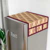 Wipeable &amp; Dustproof Fridge Cover Top With 6 Storage Pockets | Easy To Clean Refrigerator Cover Ideal for Home, Canteen &amp; Office | Gold Check- Maroon