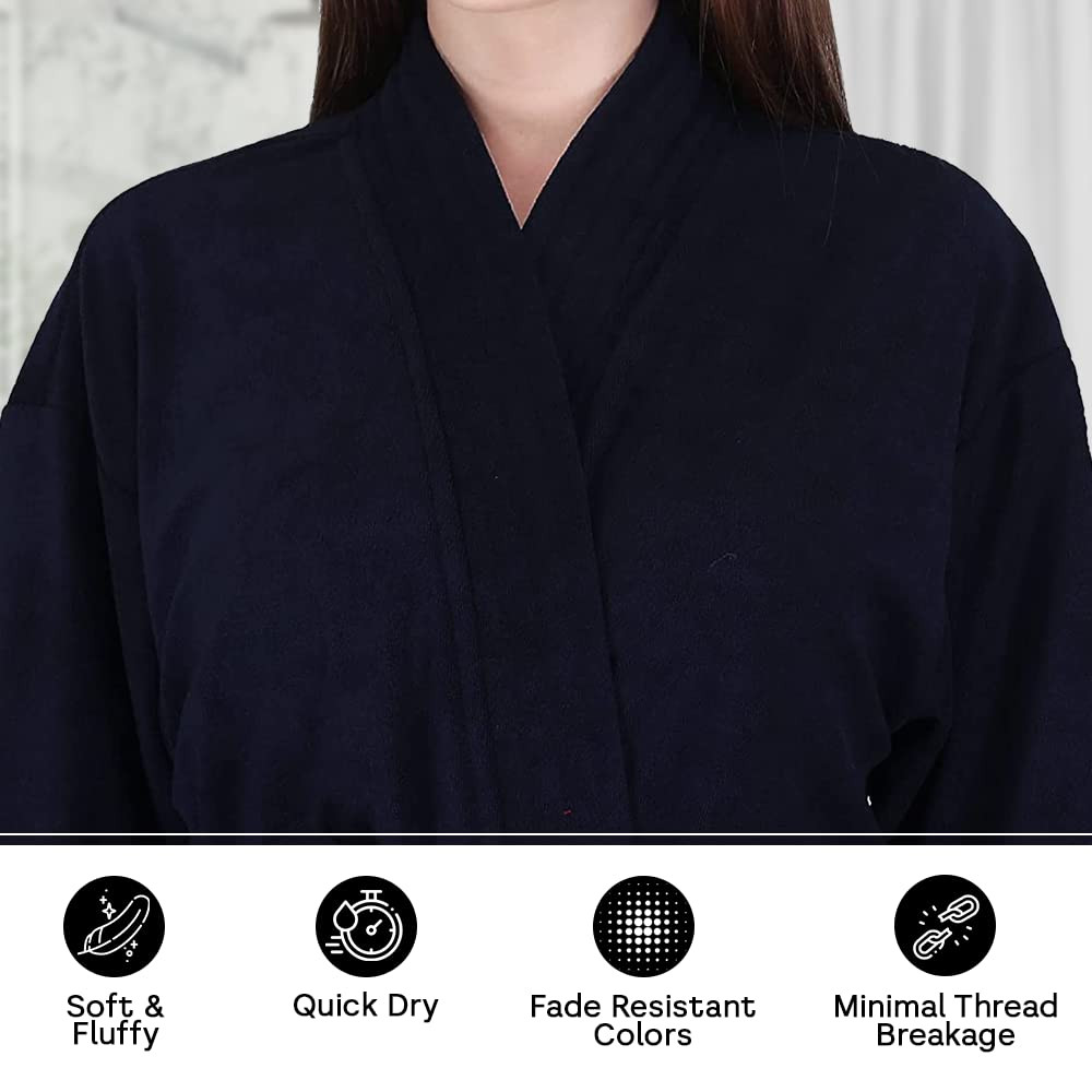 Kuber Industries Women Bathrobe, Micro Terry, Navy Blue, Free Size, Set of 1