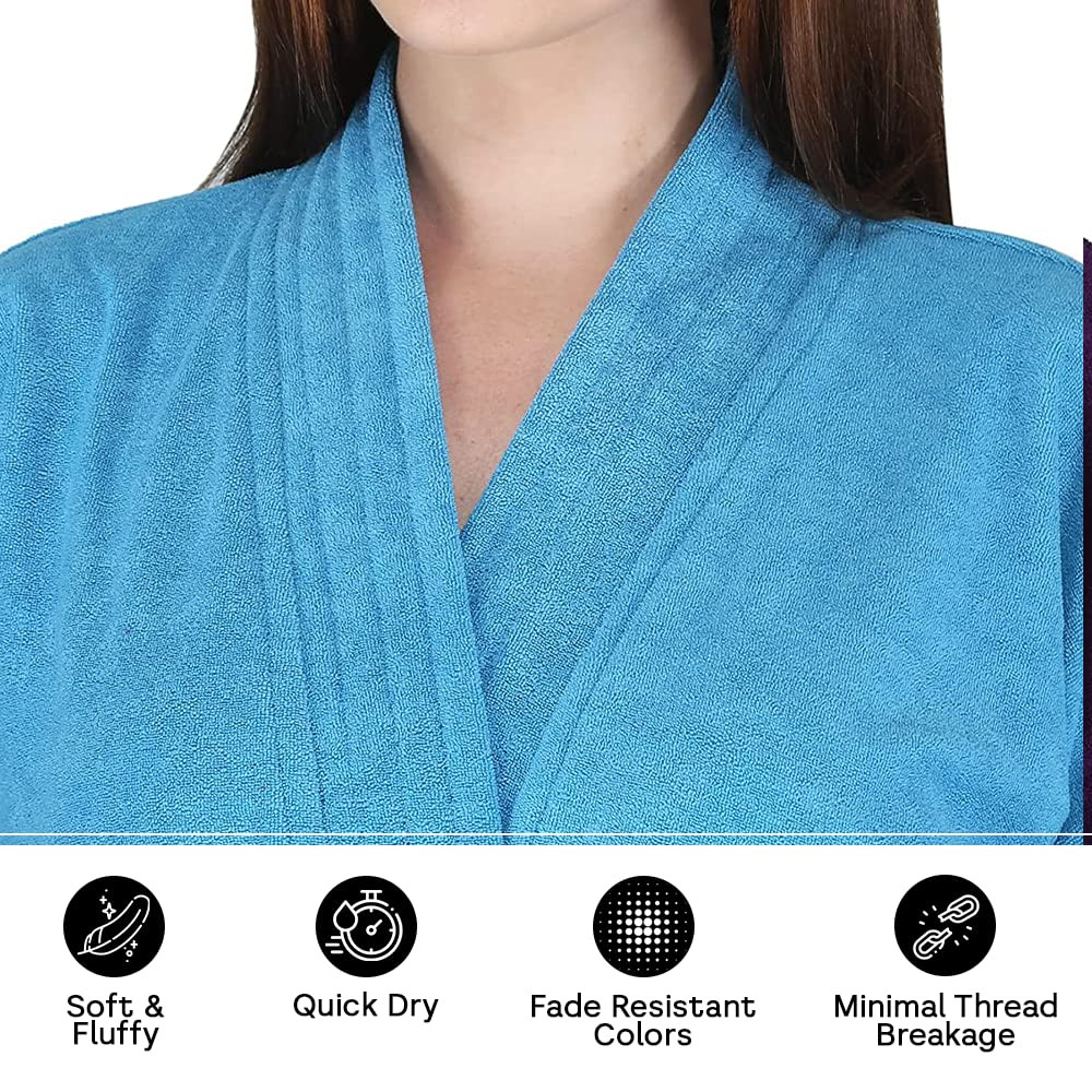 Kuber Industries Women Bathrobe,Micro Terry,Sky Blue,Free Size, Set of 1