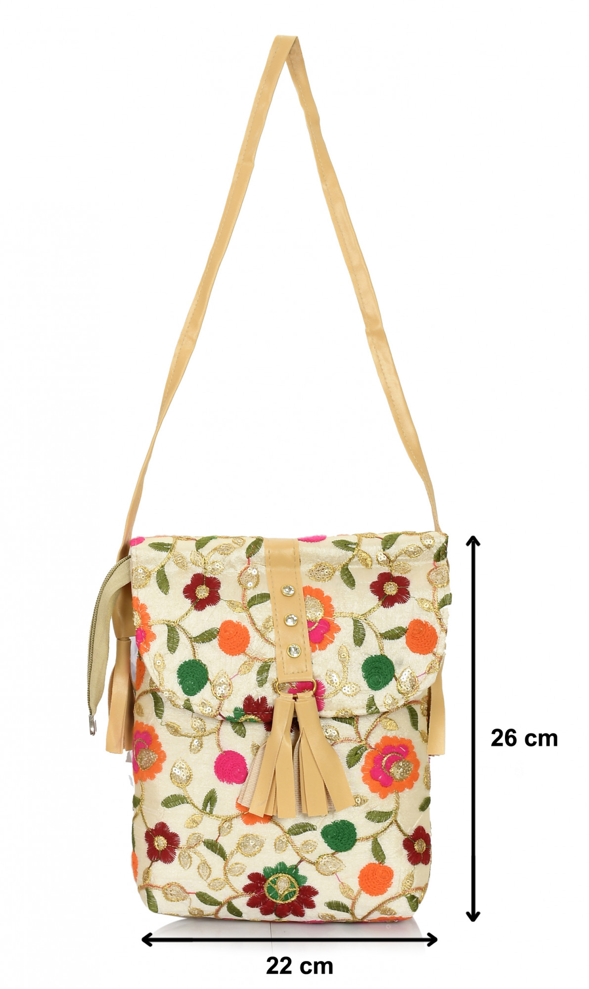 Kuber Industries Women Girls Wedding Party Embroidery Clutch Handbag Crossbody Messenger Shoulder Clutch Purse (Cream)-KUBMRT11885