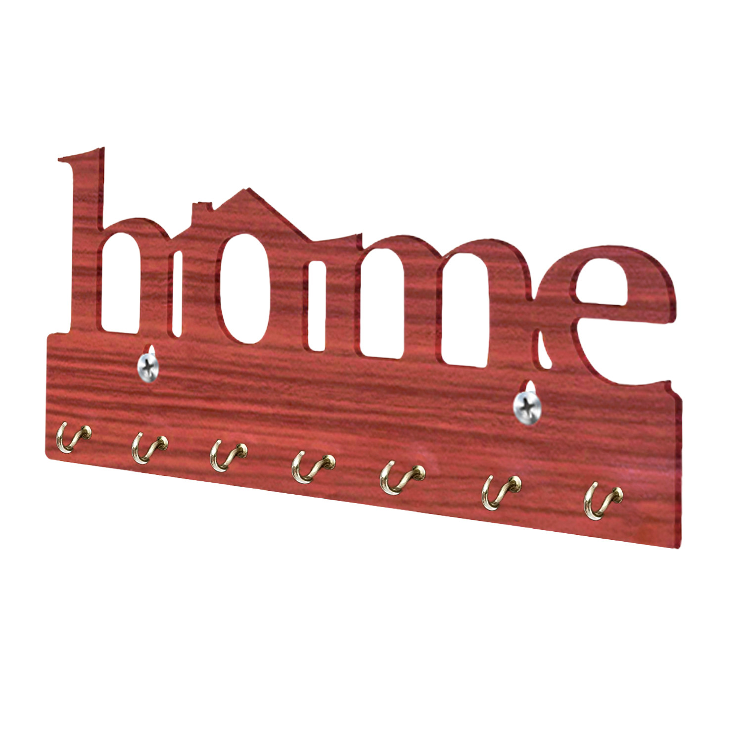 Kuber Industries Wood Home Design 7 Hooks Mounted Key Holder for Wall & Home Decor (Brown)