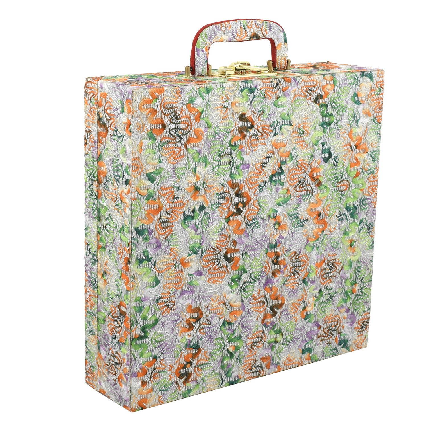 Kuber Industries Wooden 1 Piece Four Rod Shining Bangle Storage Box with Lock System (Orange & Green) -CTKTC39386