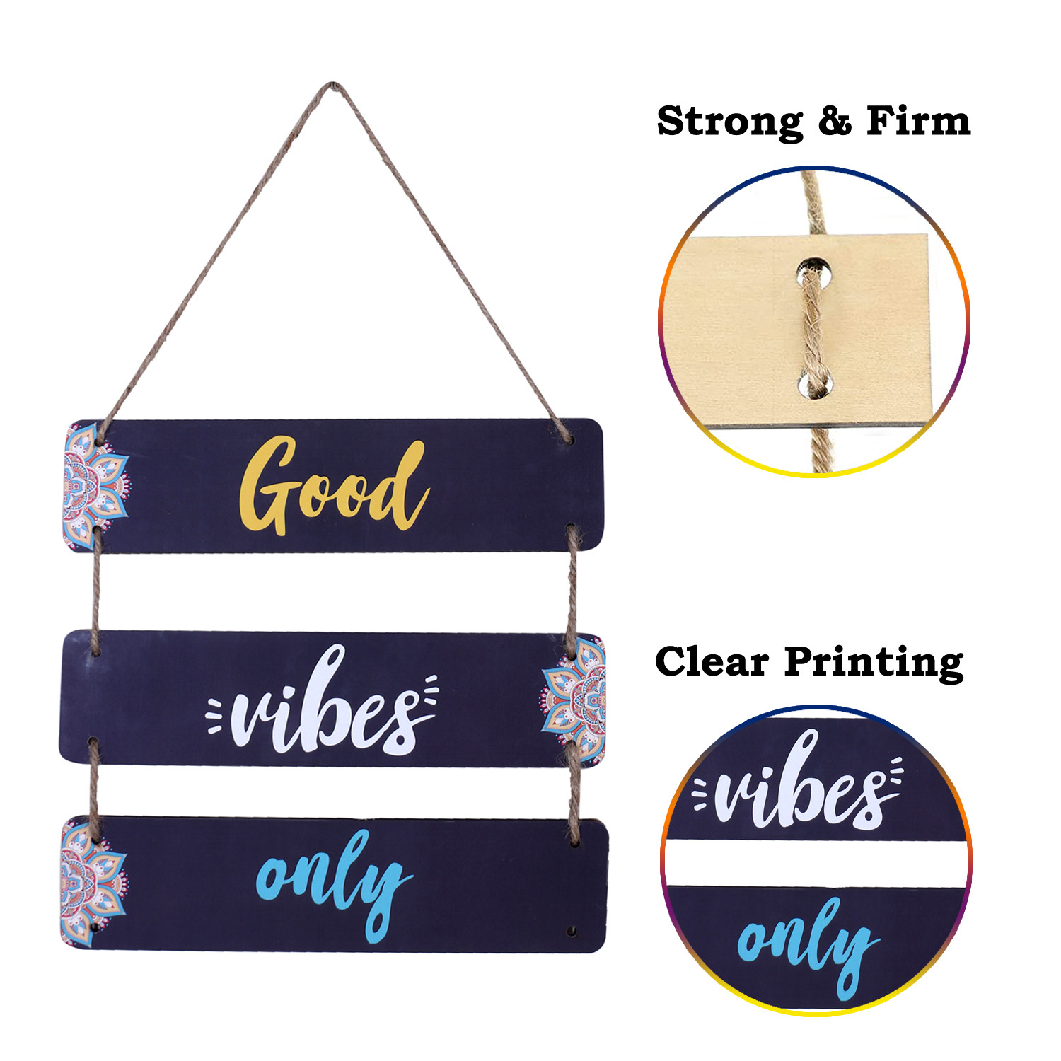 Kuber Industries Wooden 3 Layered Meaningfull Wall Hanging Quotes For Home & Office Decoration (Black)