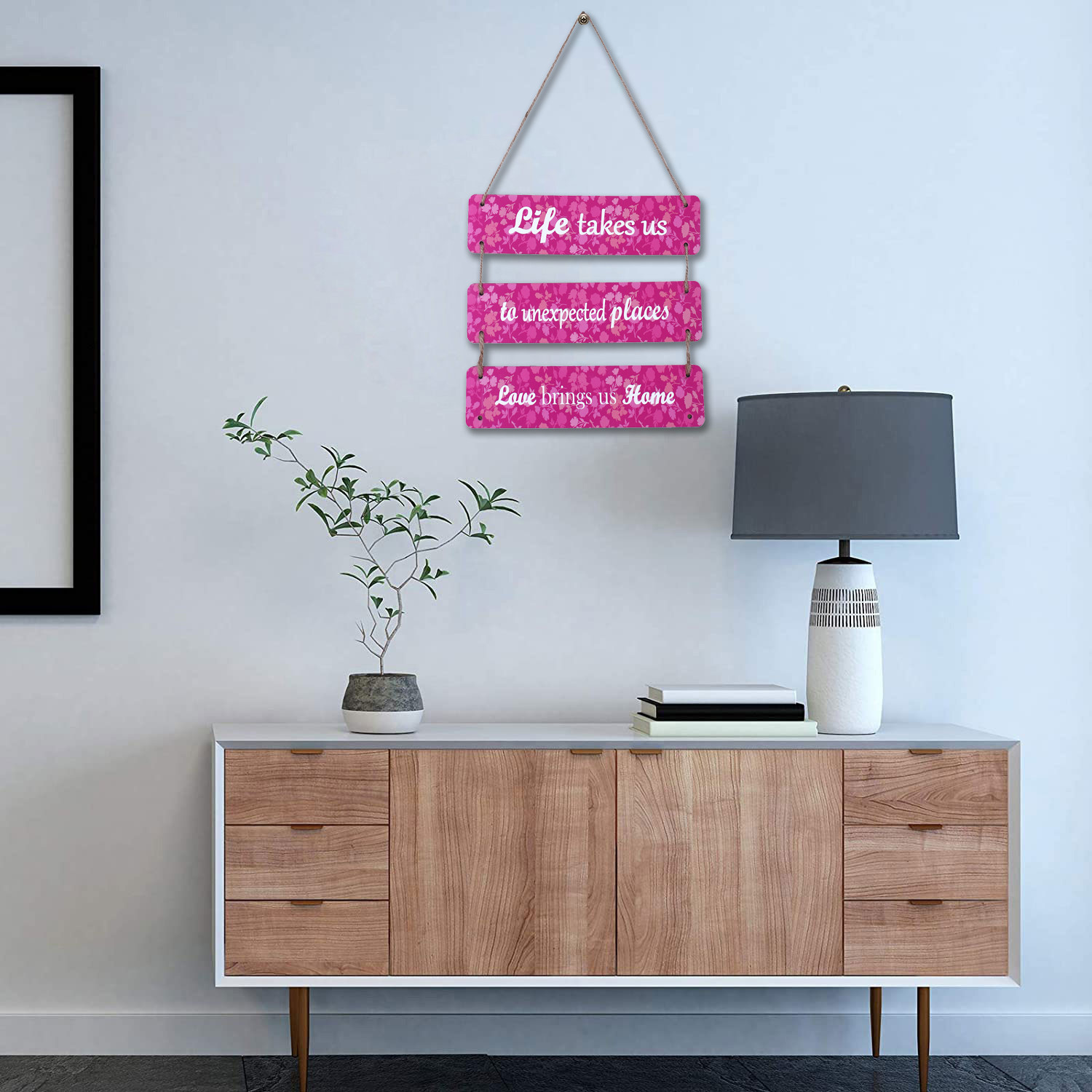 Kuber Industries Wooden 3 Layered Motivational & Meaningfull Wall Hanging Quotes For Home,Office Decoration (Pink)
