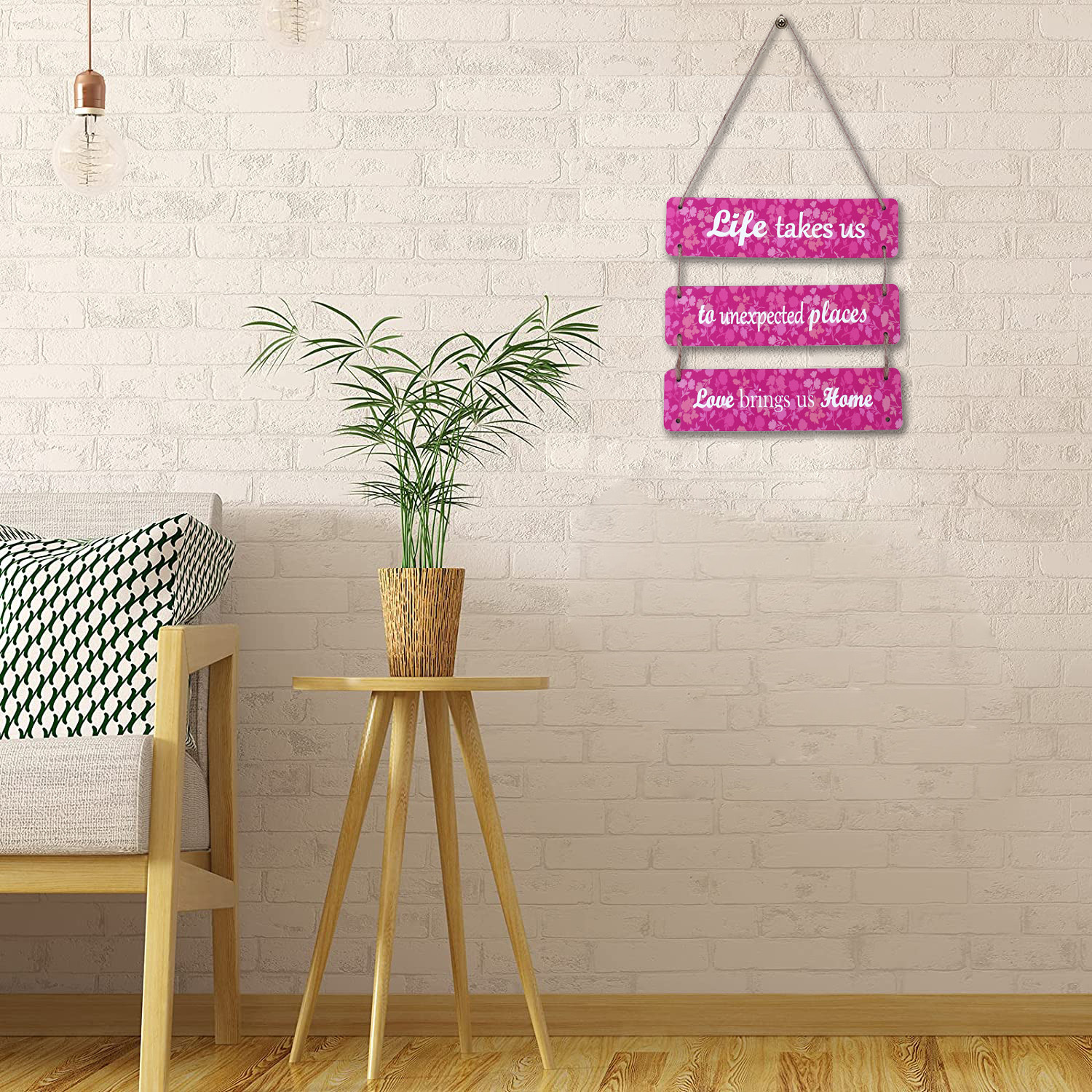 Kuber Industries Wooden 3 Layered Motivational & Meaningfull Wall Hanging Quotes For Home,Office Decoration (Pink)