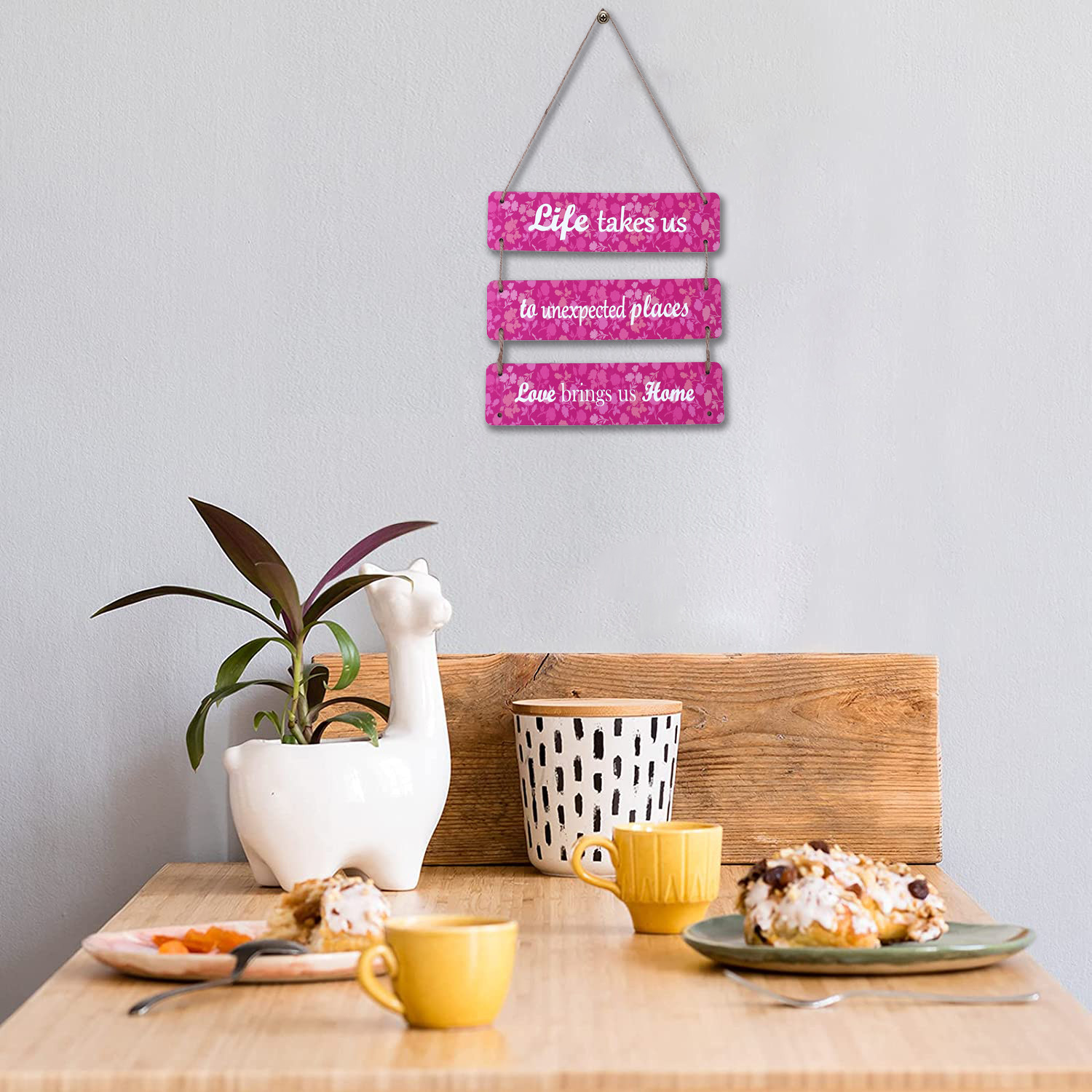 Kuber Industries Wooden 3 Layered Motivational & Meaningfull Wall Hanging Quotes For Home,Office Decoration (Pink)