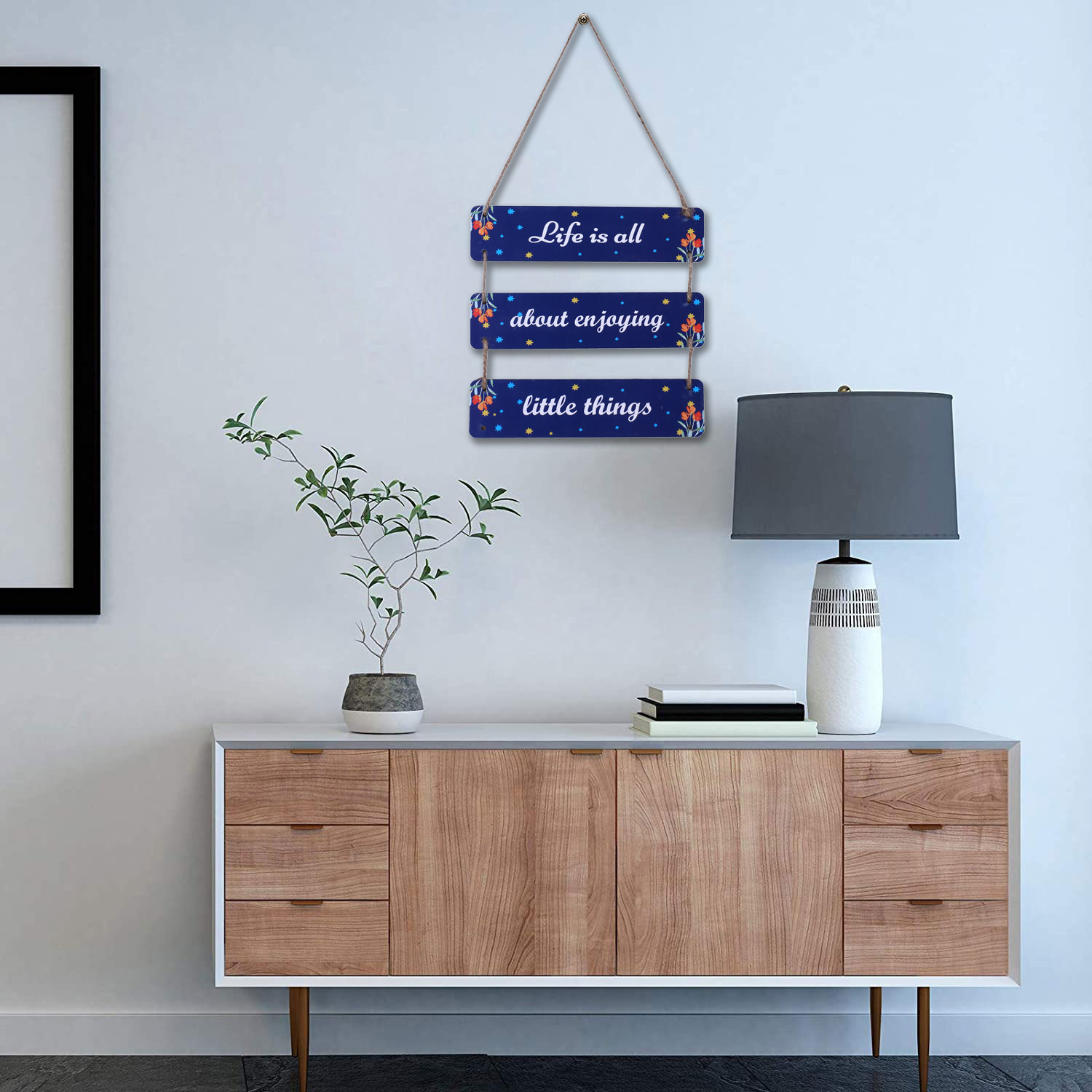 Kuber Industries Wooden 3 Layered Motivational & Meaningfull Wall Hanging Quotes For Home,Office Decoration (Blue)