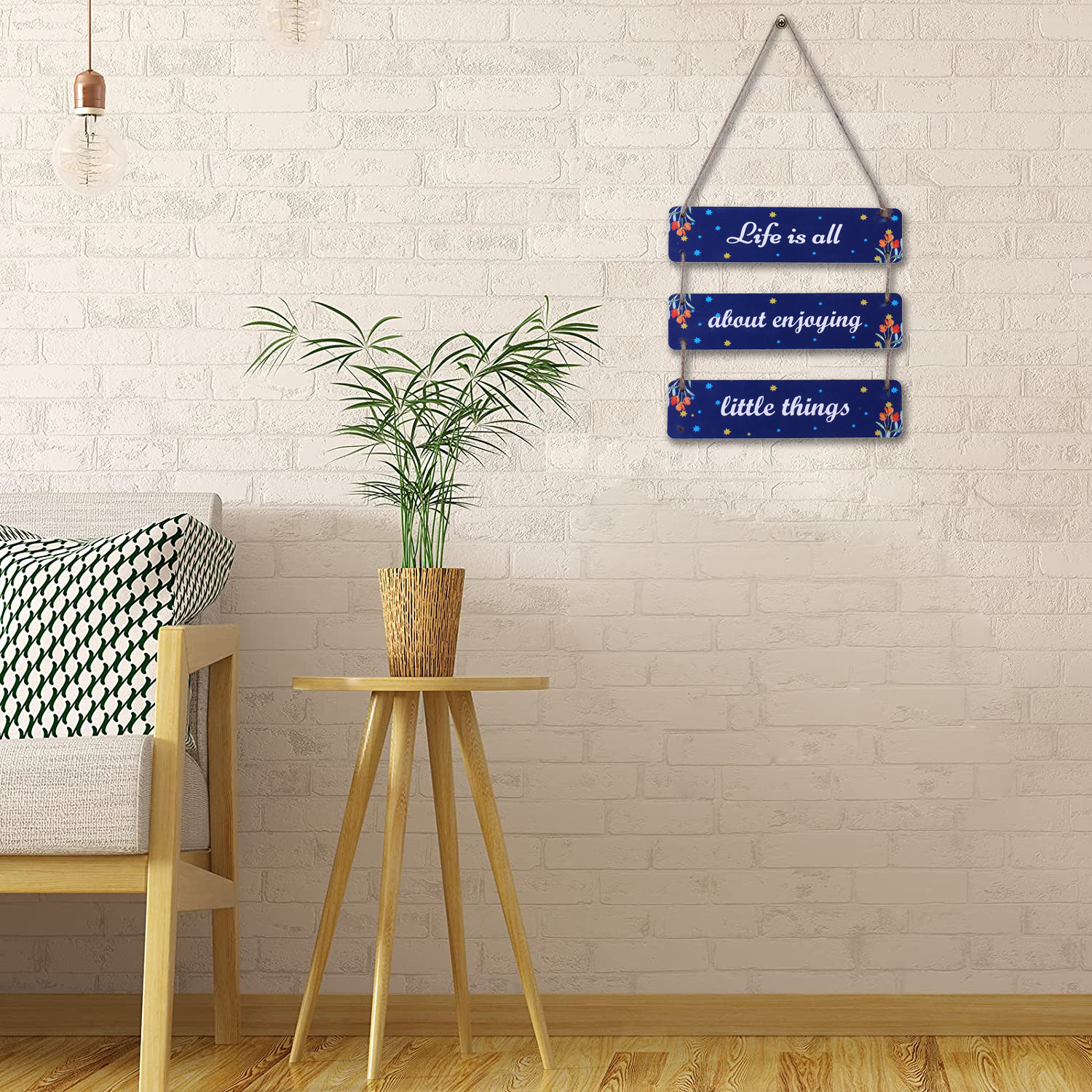 Kuber Industries Wooden 3 Layered Motivational & Meaningfull Wall Hanging Quotes For Home,Office Decoration (Blue)