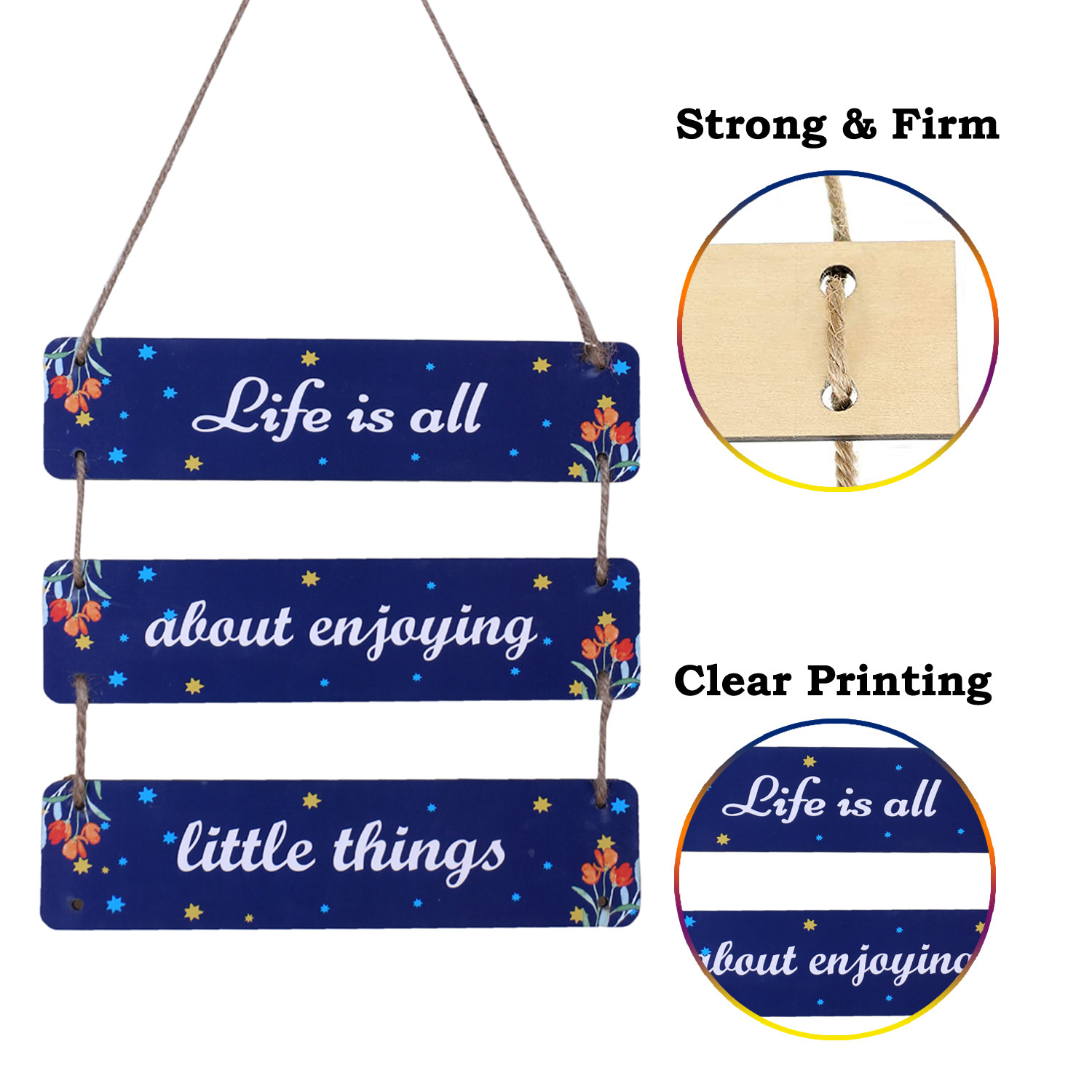 Kuber Industries Wooden 3 Layered Motivational & Meaningfull Wall Hanging Quotes For Home,Office Decoration (Blue)