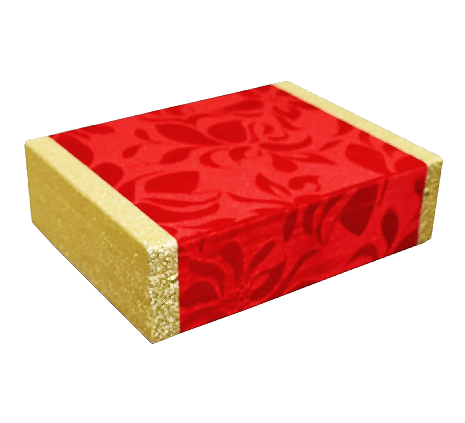 Kuber Industries Wooden 3 Rod Velvet Bangle Box|Golden Border Vanity Organizer With Handle (Maroon)