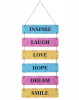 Kuber Industries Wooden 6 Layered Hanging Plaque Sign&quot;INSPIRE,LAUGH,LOVE,HOPE,DREAM,SMILE&quot;Quotes For Home Decoration (Multicolor)