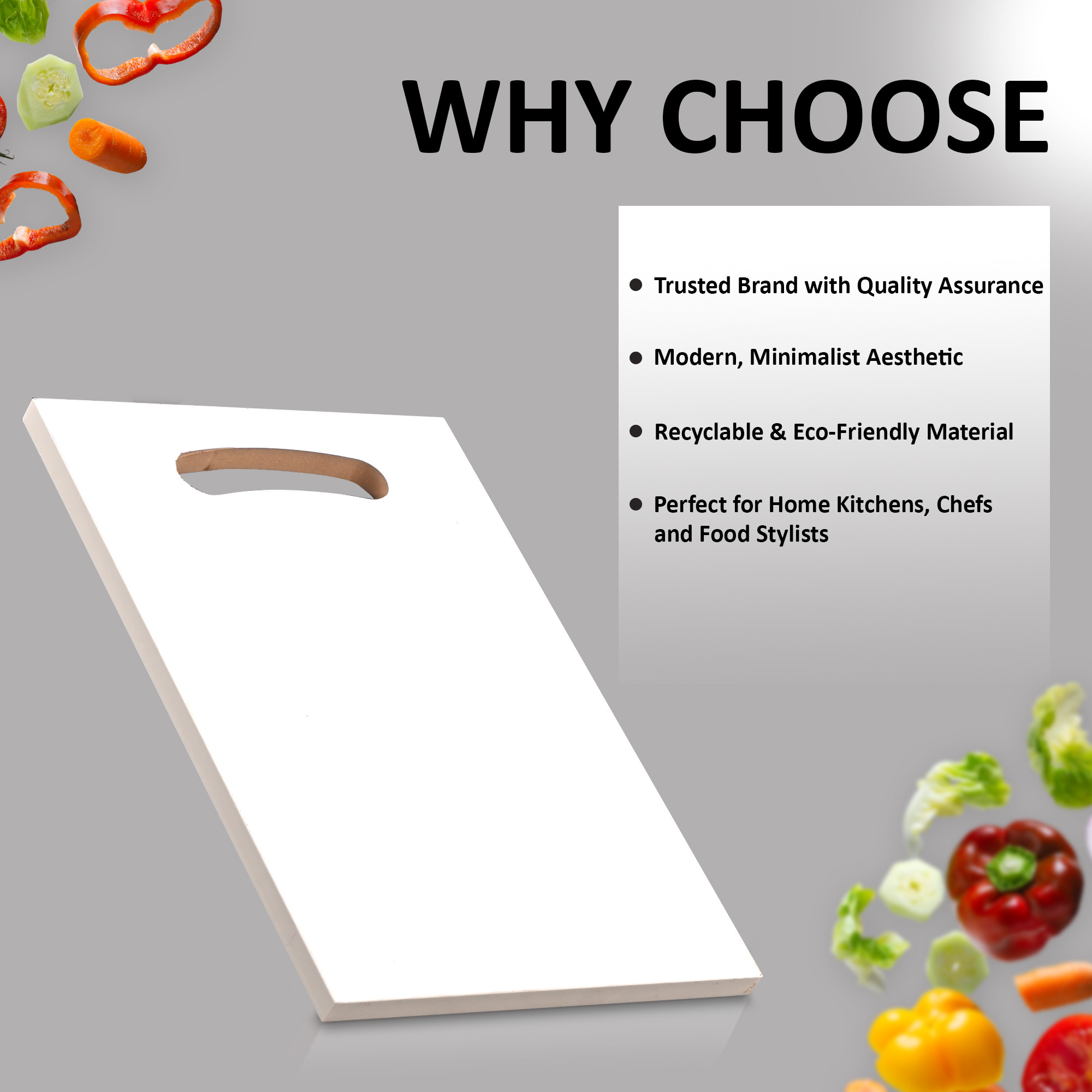 Kuber Industries Wooden Bamboo Chopping Board for Kitchen Use  Non Slip and Antibacterial Surface  Fruits and Vegetable Cutting Board  White