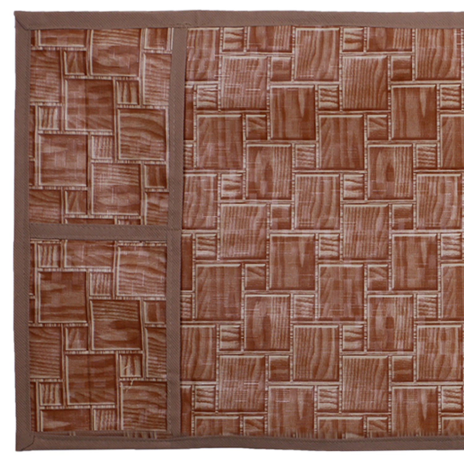 Kuber Industries Wooden Check Printed PVC Decorative Microwave Oven Top Cover With 4 Utility Pockets (Brown)