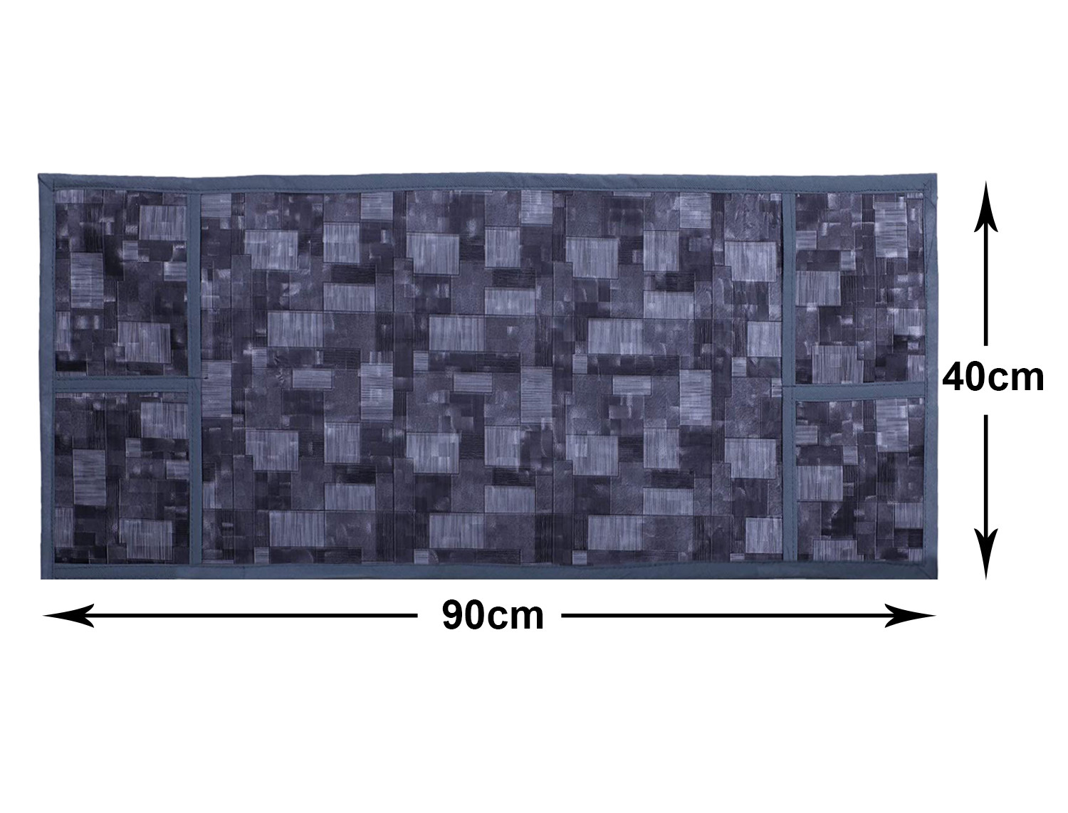 Kuber Industries Wooden Check Printed PVC Decorative Microwave Oven Top Cover With 4 Utility Pockets (Grey)