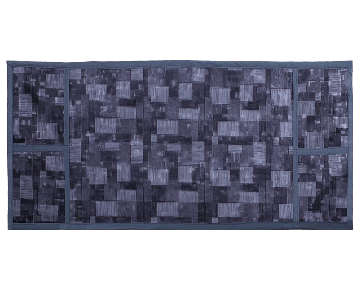 Kuber Industries Wooden Check Printed PVC Decorative Microwave Oven Top Cover With 4 Utility Pockets (Grey)