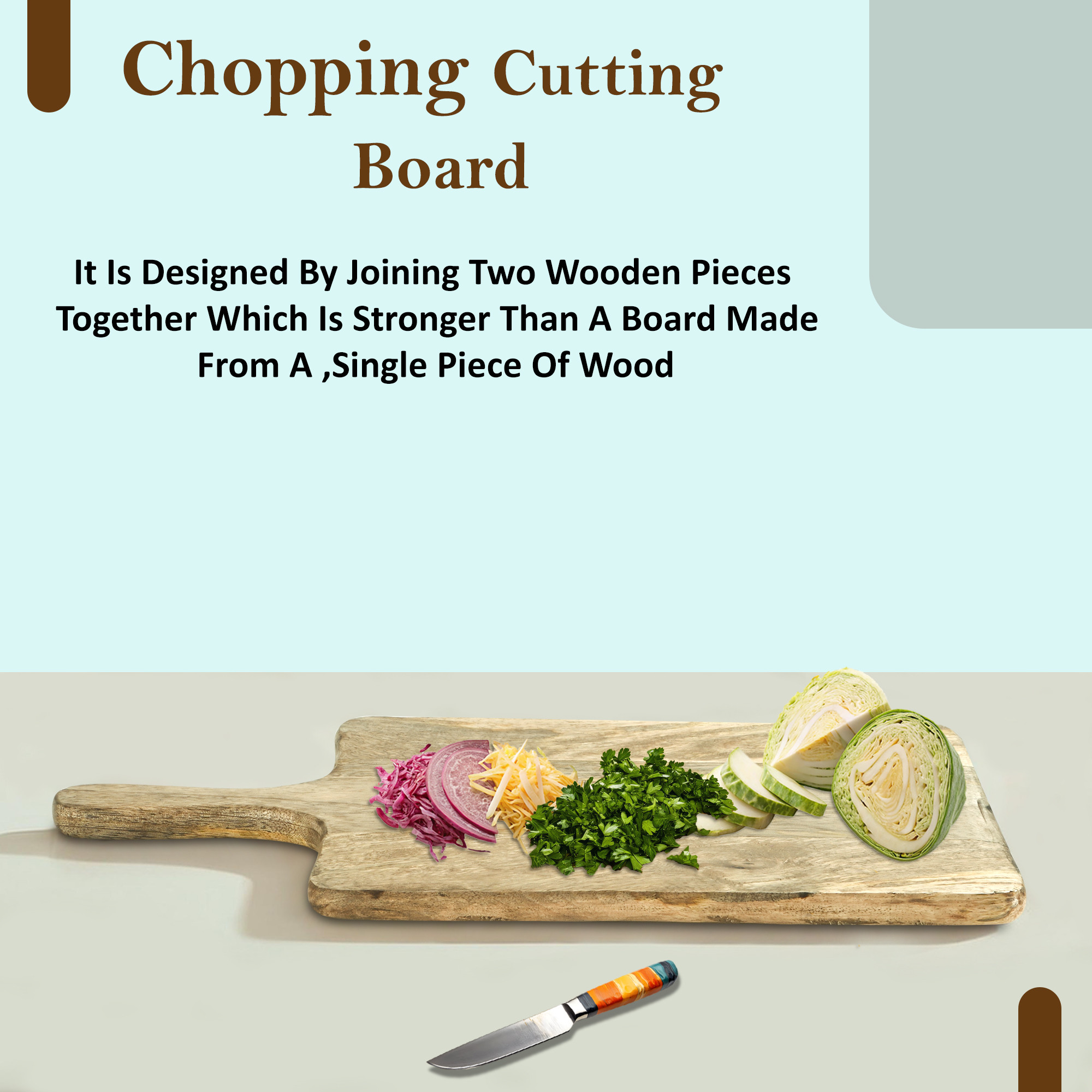 Kuber Industries Wooden ChoppingCutting Board for Kitchen Accessories Home  Restaurant Use  Non Slip Vegetables Fruits  Cheese Slicing Board with Handle  Spacious for Rolling Surface  Brown