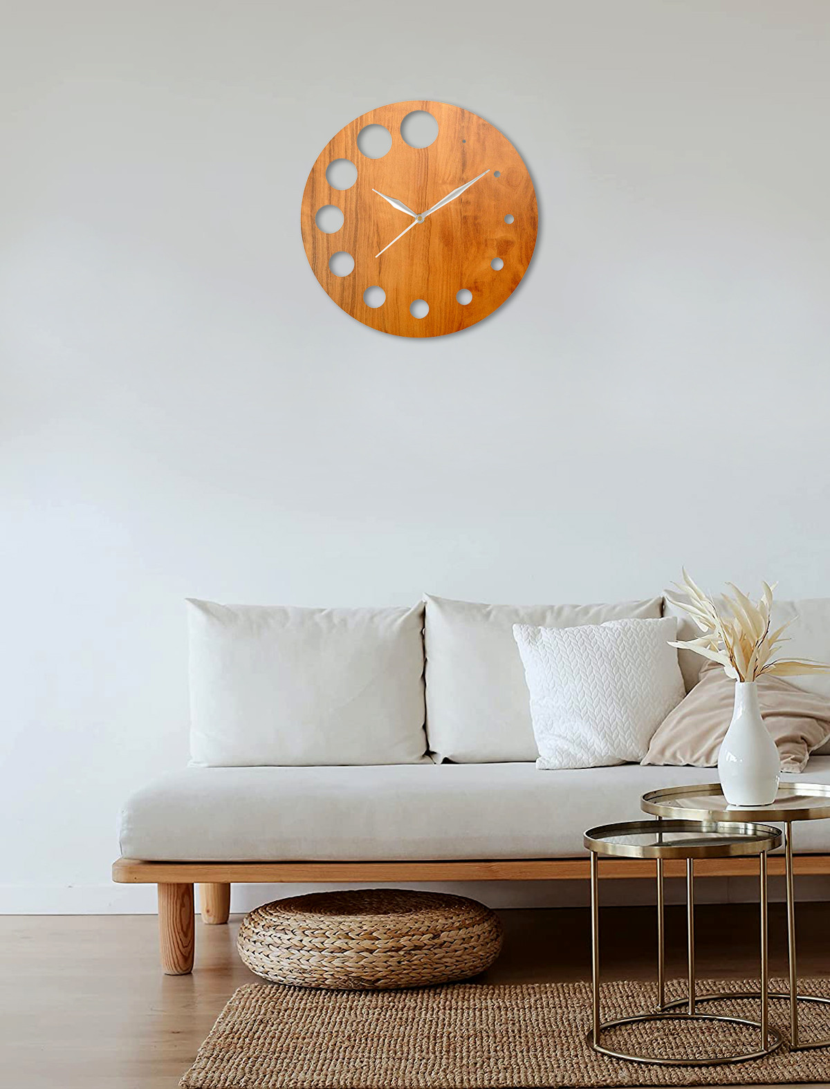 Kuber Industries Wooden Decorative Round Wall Clock For Home/Kitchen/Office (Light Brown)-HS43KUBMART26739