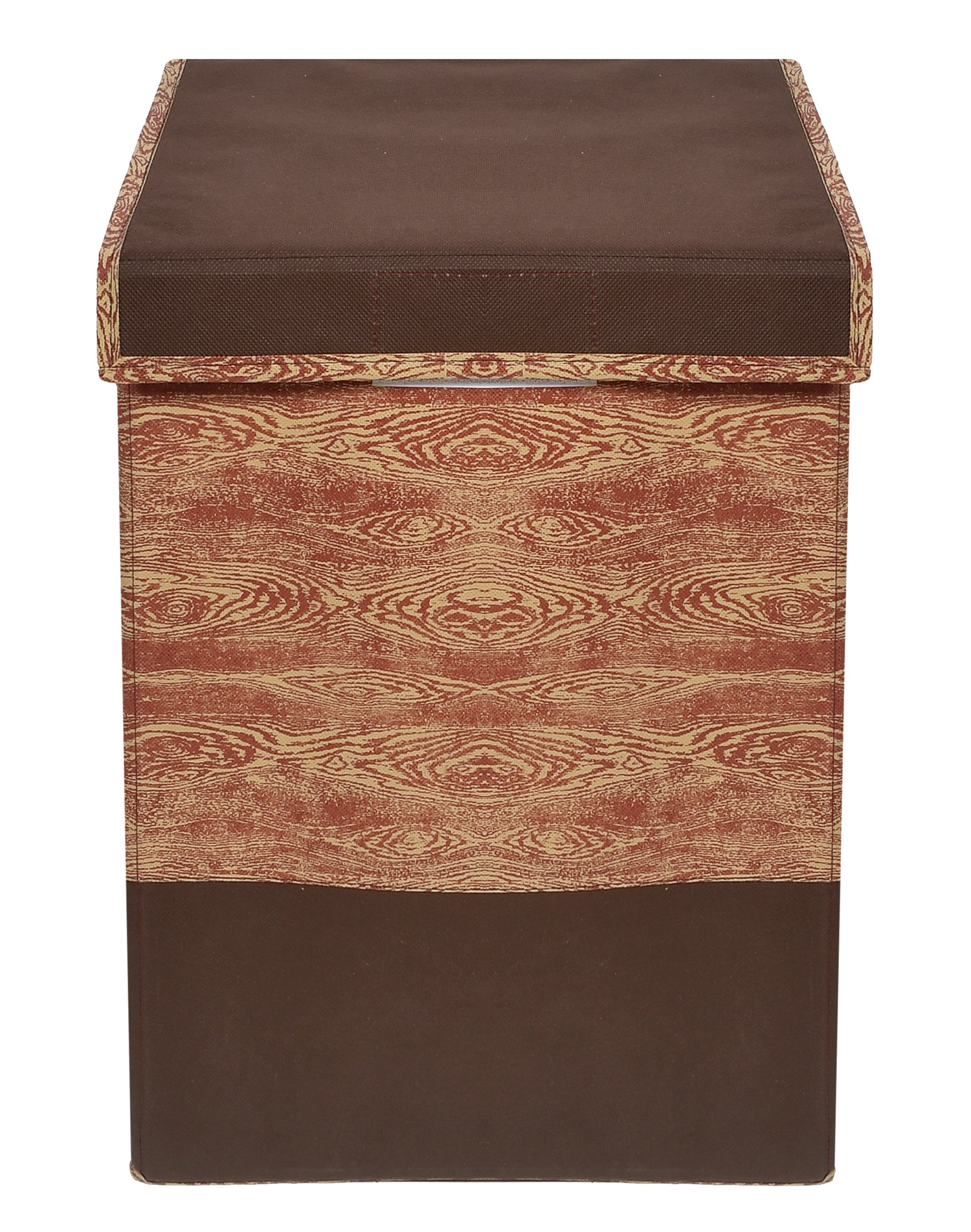 Kuber Industries Wooden Design Non-Woven Foldable Large Laundry basket/Hamper With Lid & Handles (Brown)-44KM0197