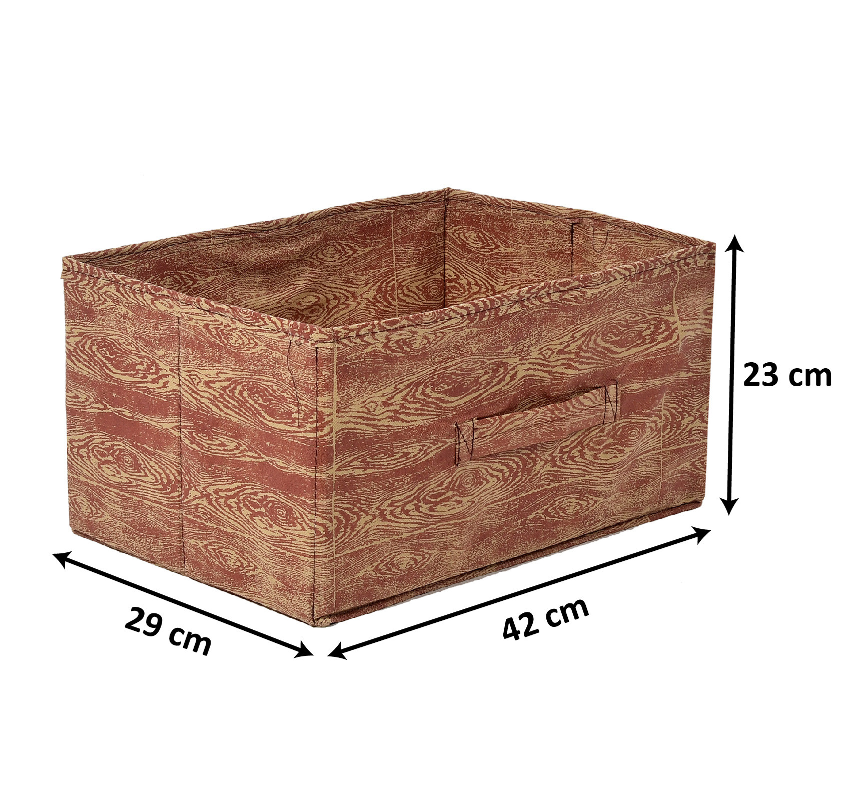 Kuber Industries Wooden Design Non-Woven Rectangular Flodable Cloth Storage Box/Drawer (Maroon Brown)-44KM0587