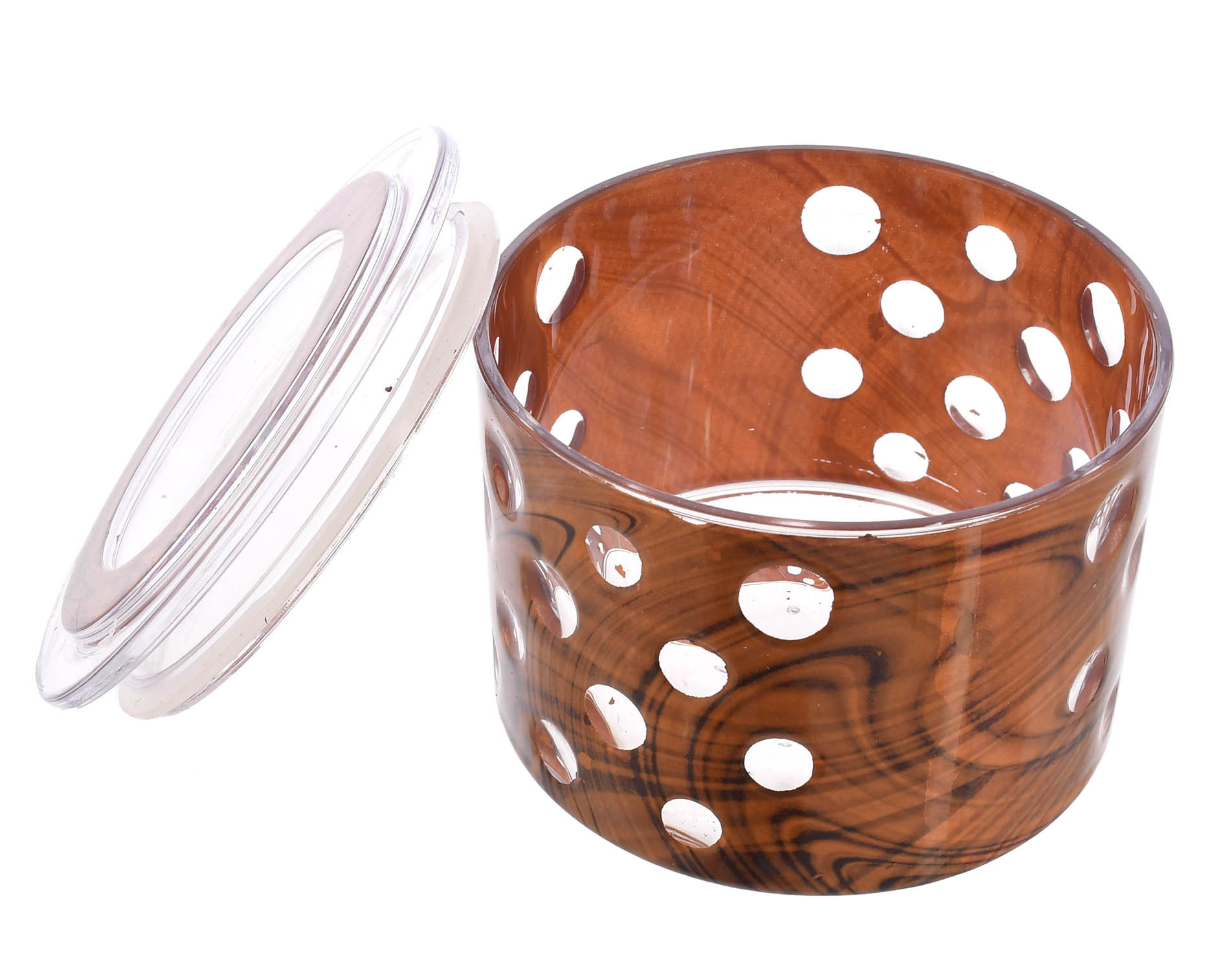 Kuber Industries Wooden Design Plastic Dry Fruits Nuts Snacks Storage Container Set With Serving Tray, Set of 5 (Brown)