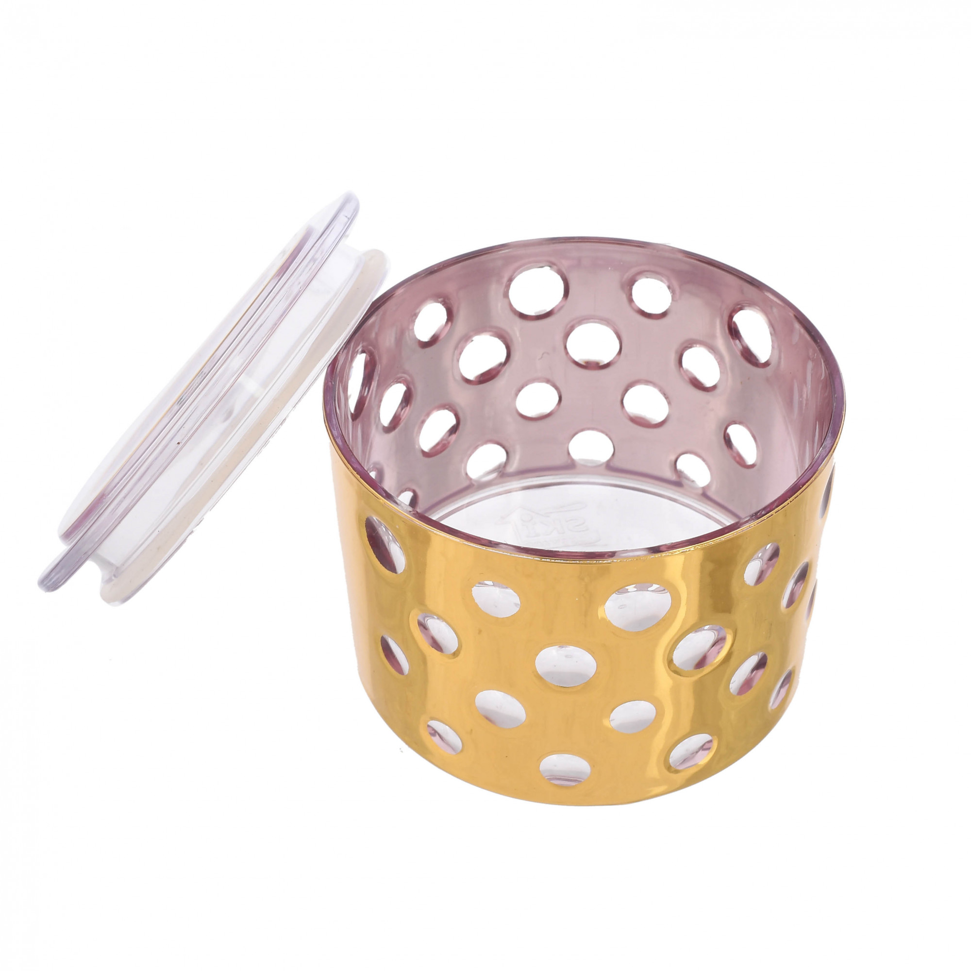 Kuber Industries Wooden Design Plastic Dry Fruits Nuts Snacks Storage Container Set With Serving Tray, Set of 5 (Gold)