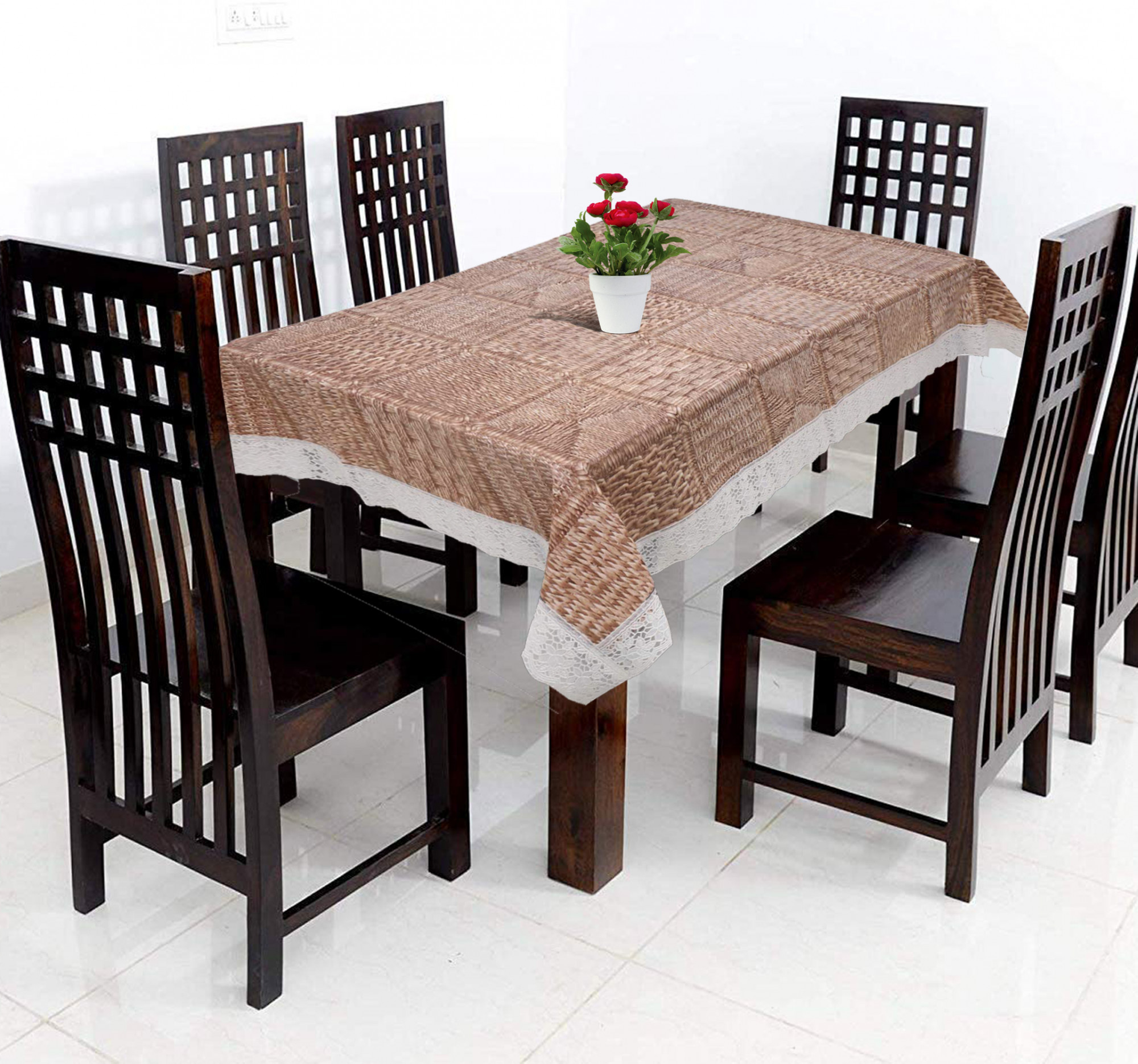 Kuber Industries Wooden Design PVC 6 Seater Dining Table Cover 60