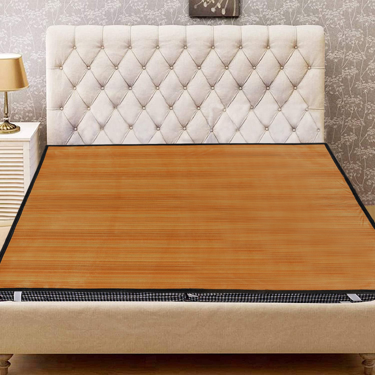 Kuber Industries Wooden Design PVC Double Bed Mattress Protector, 72