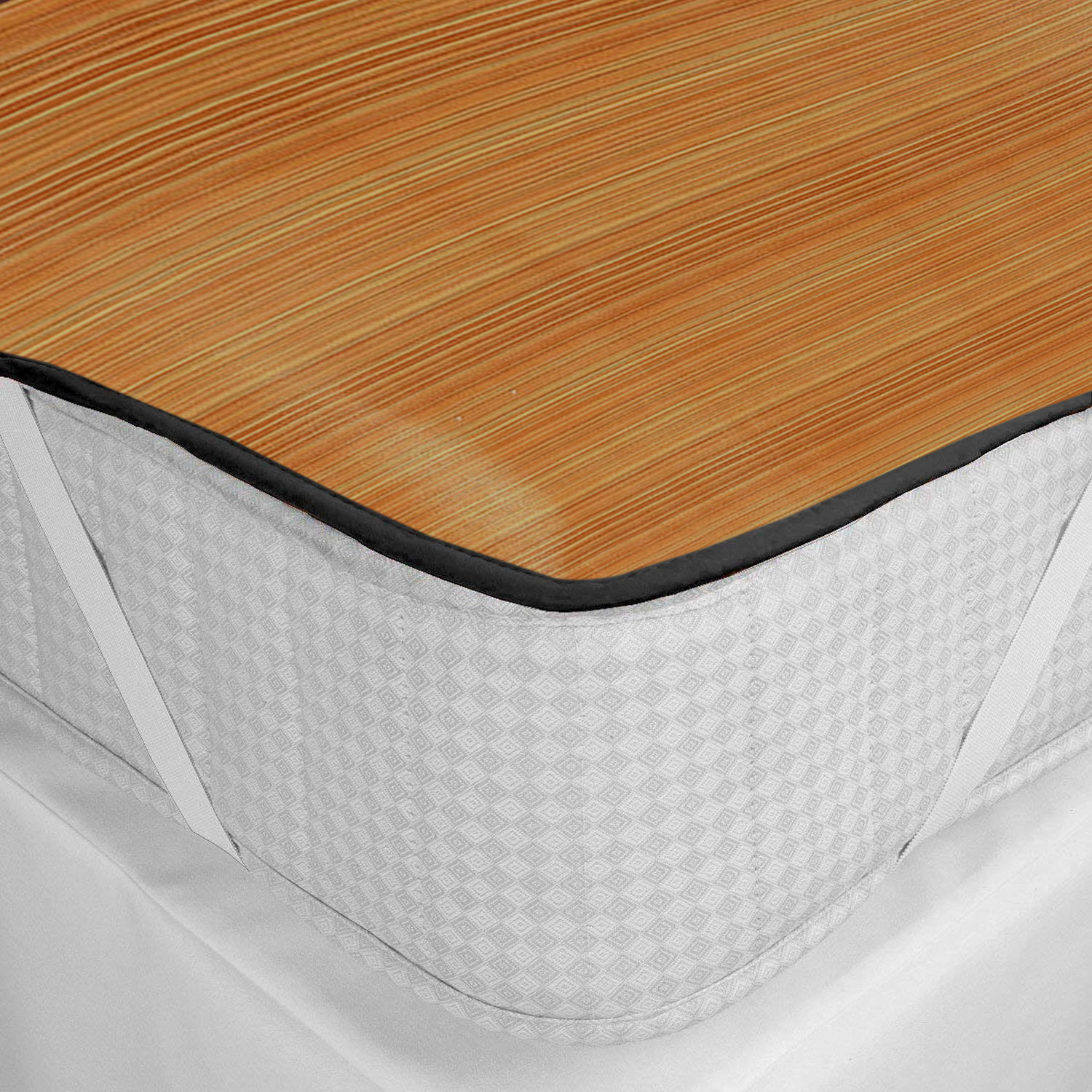 Kuber Industries Wooden Design PVC Double Bed Mattress Protector, 72