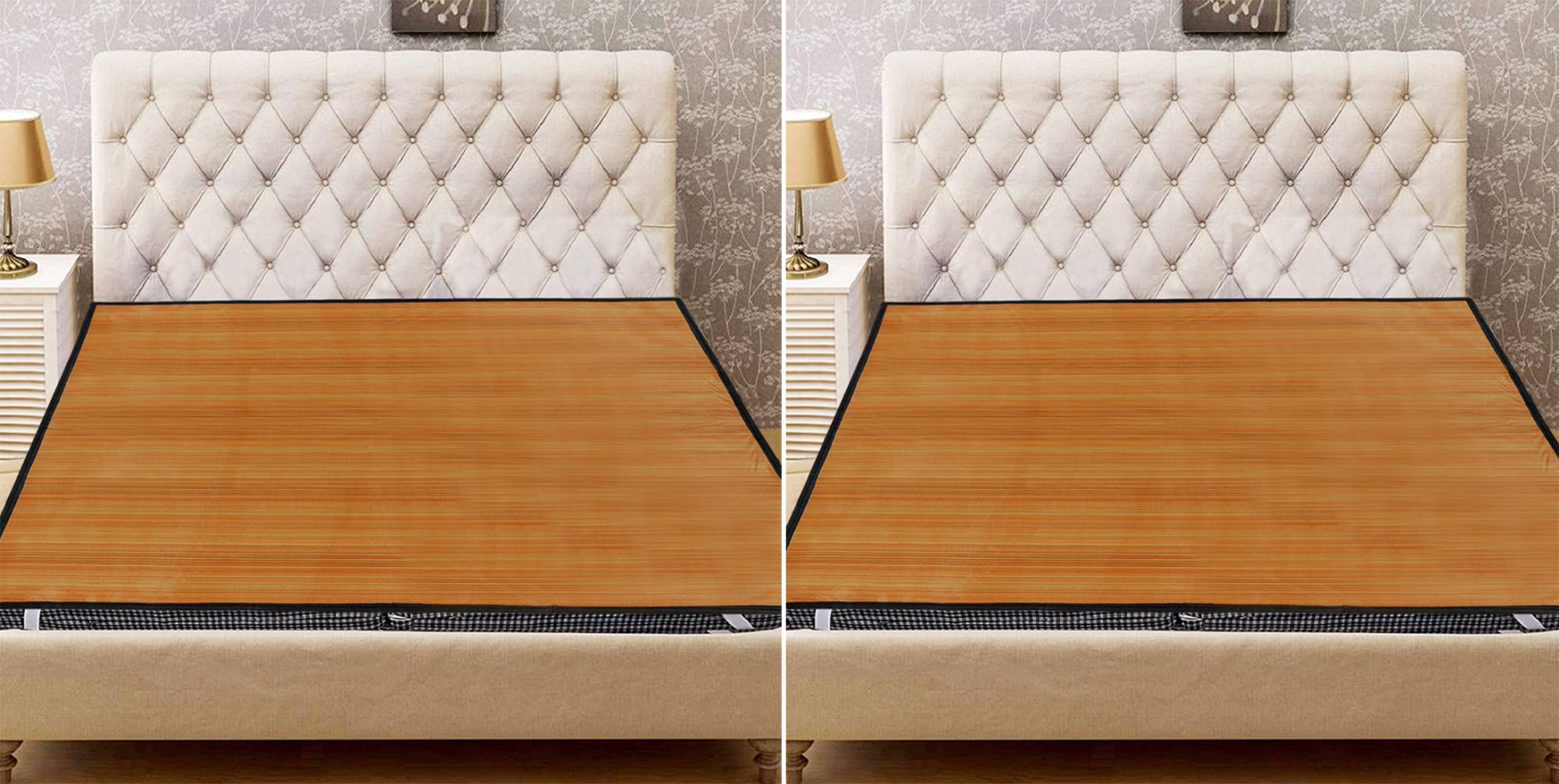Kuber Industries Wooden Design PVC Double Bed Mattress Protector, 72